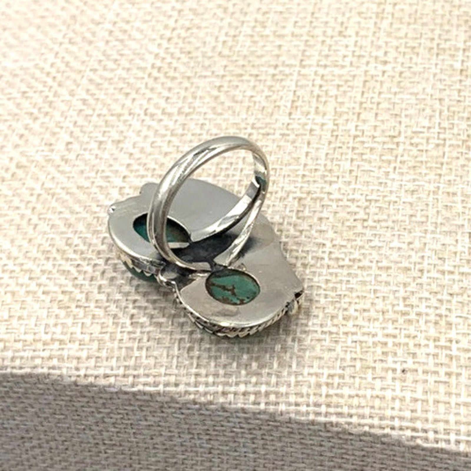 Other NOS Native Navajo Sterling Silver Double Turquoise Ring Size ONE SIZE - 5 Thumbnail