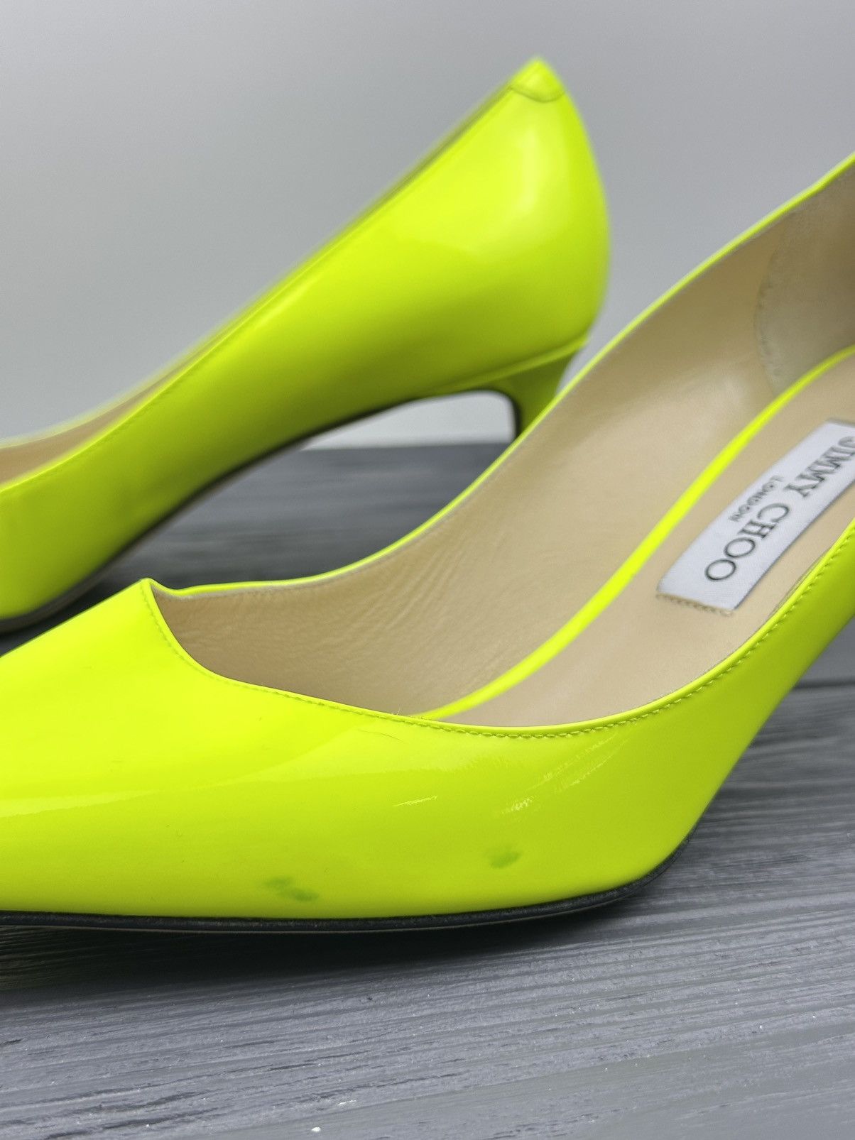 Jimmy Choo Jimmy Choo Yellow Patent Leather Pointed Toe Pumps Heels Size US 10 / IT 40 - 7 Thumbnail
