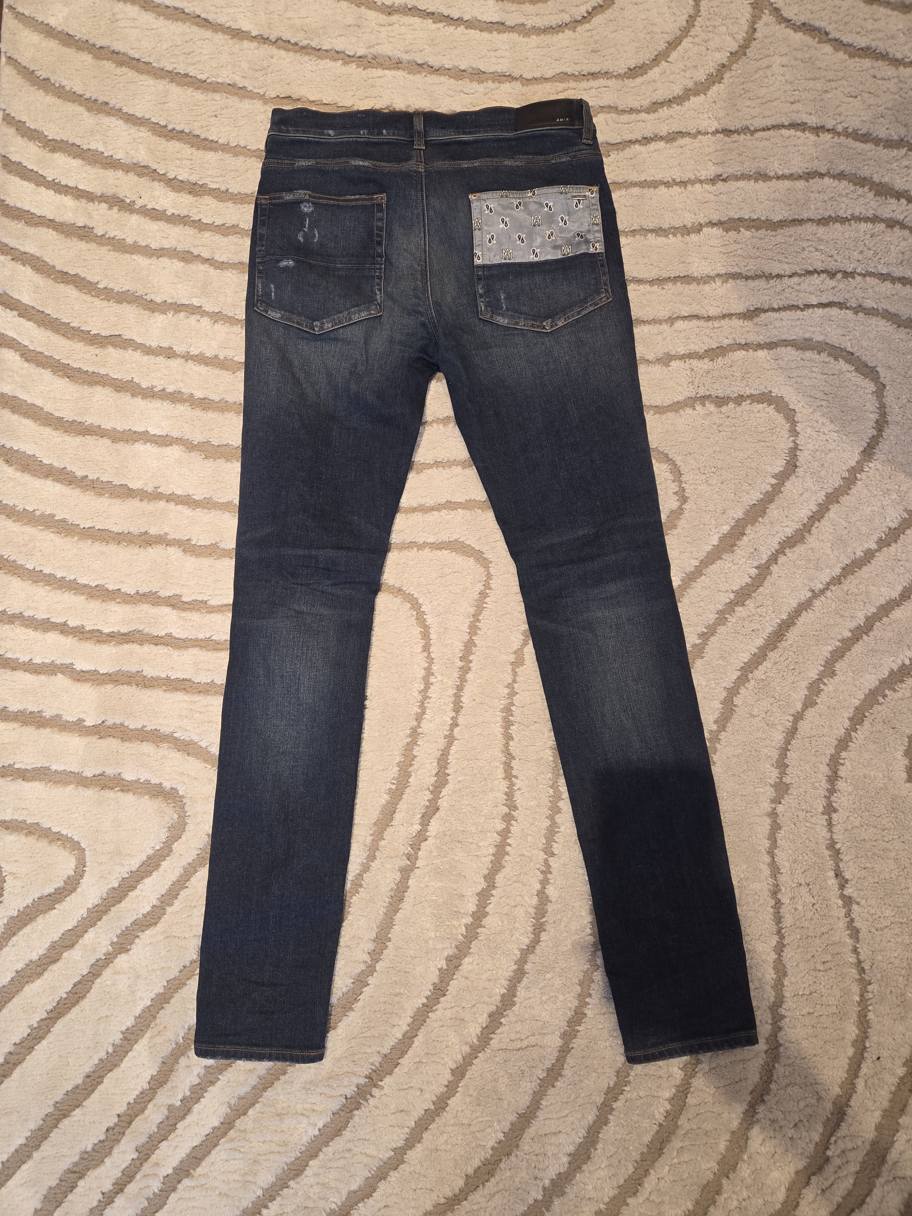 Amiri AMIRI Distressed Jean - Dark Wash Bandana Patch Denim Size US 34 / EU 50 - 4 Thumbnail
