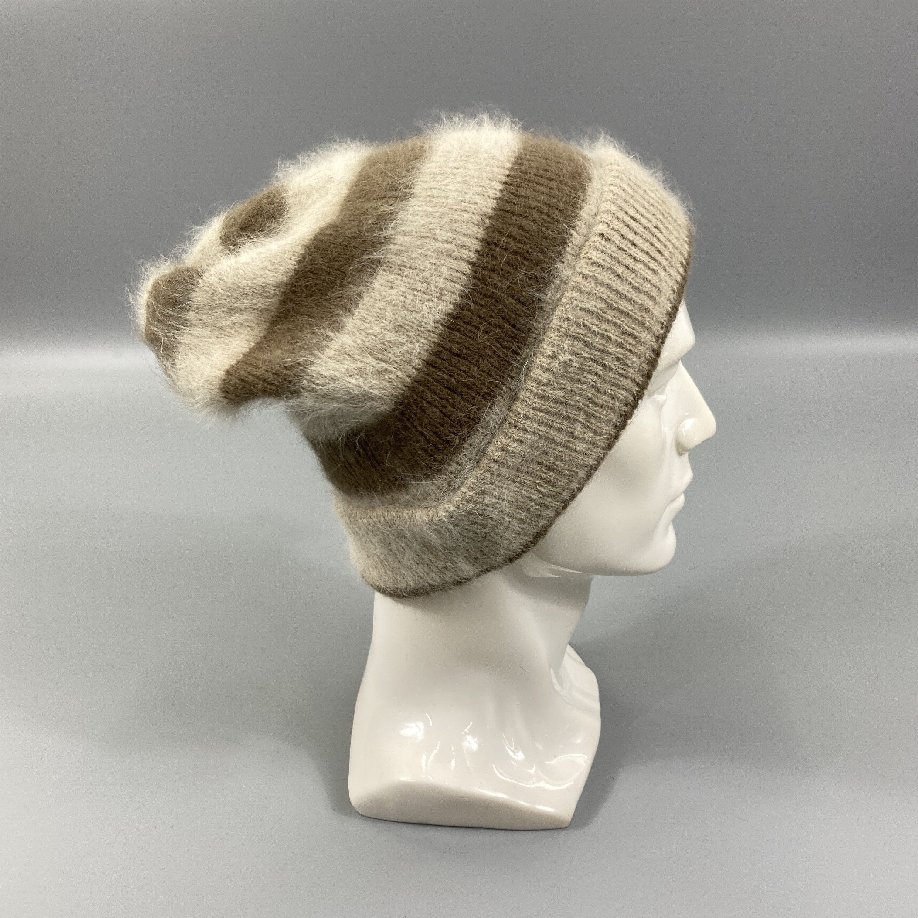 Japanese Brand Stripe Snow Cap Beanie Hat Fur -BN1142 Size ONE SIZE - 4 Thumbnail