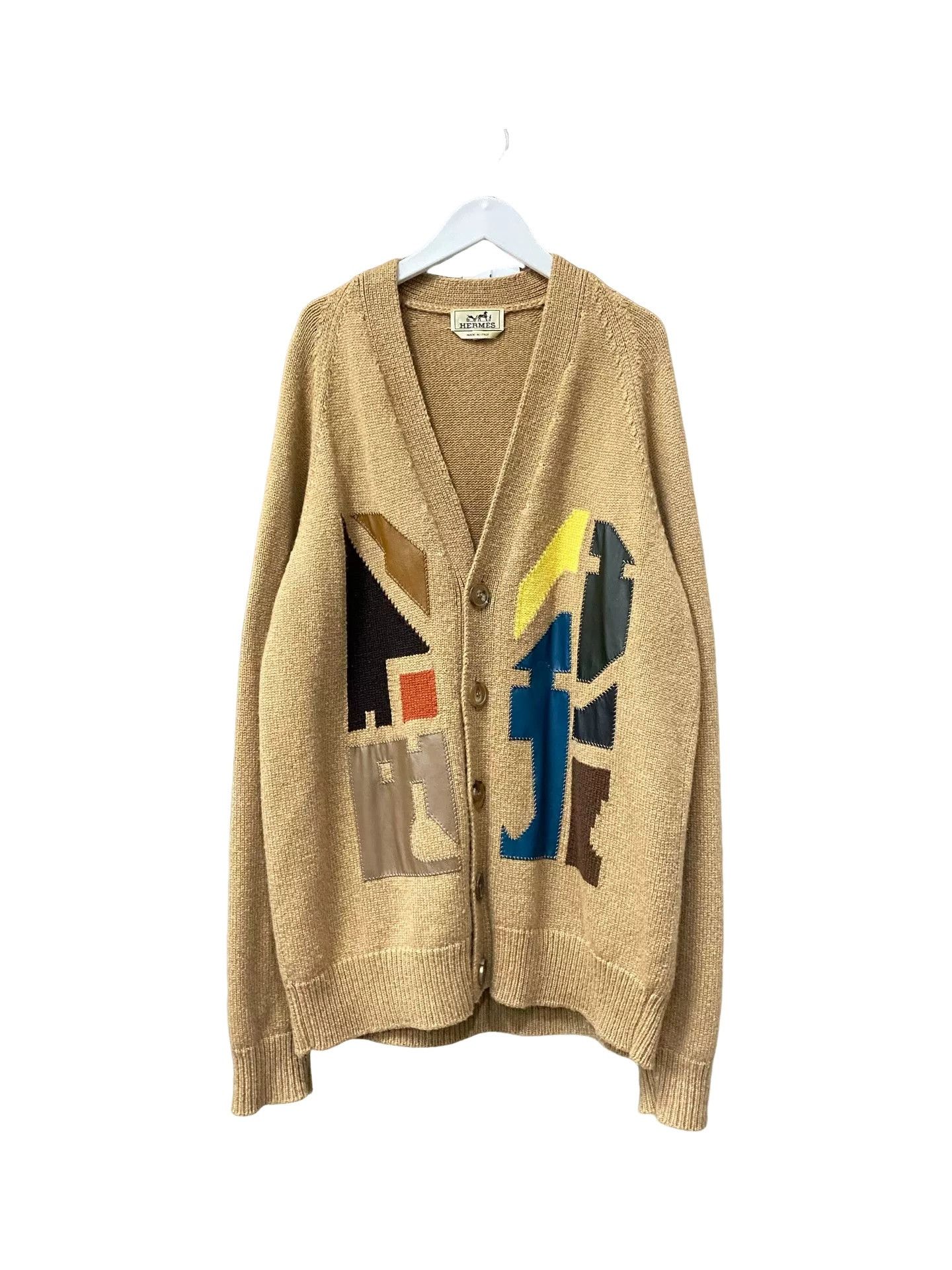Hermes Hermes Leather Patch Cashmere Cardigan Size L Size US L / EU 52-54 / 3 - 1 Thumbnail