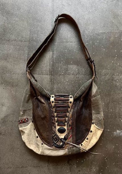 14th Addiction Early Patchwork Leather & Dzi Bead Copper-Buckle Handbag Size ONE SIZE - 1 Thumbnail
