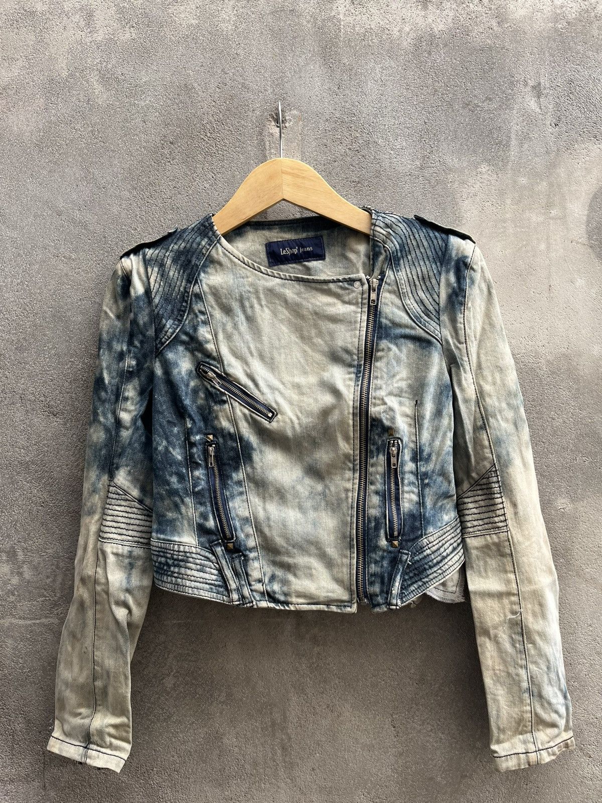 If Six Was Nine × Isamu Katayama Backlash × Le Grande Bleu (L.G.B.) Bleached Biker Denim Jacket – If Six Was Nine Vibe Size US S / EU 44-46 / 1 - 1 Thumbnail