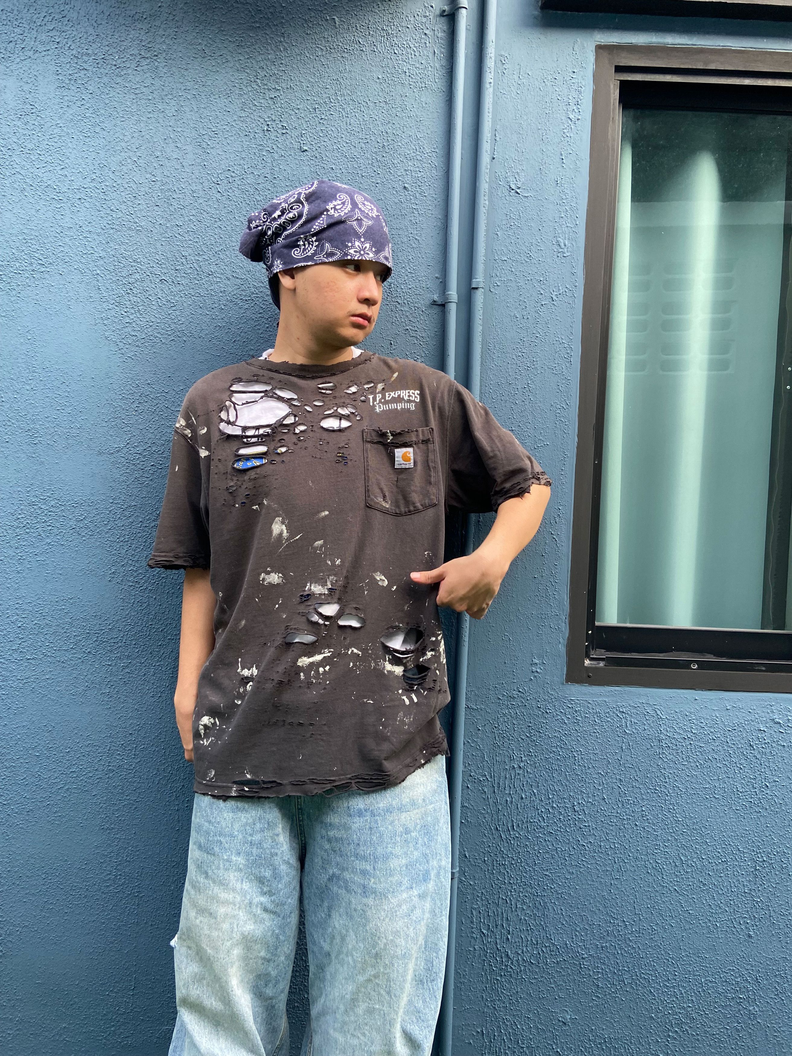 Carhartt × Vintage Carhartt T-Shirt Sun Fade Thrashed Distressed Pocket Size US L / EU 52-54 / 3 - 6 Thumbnail