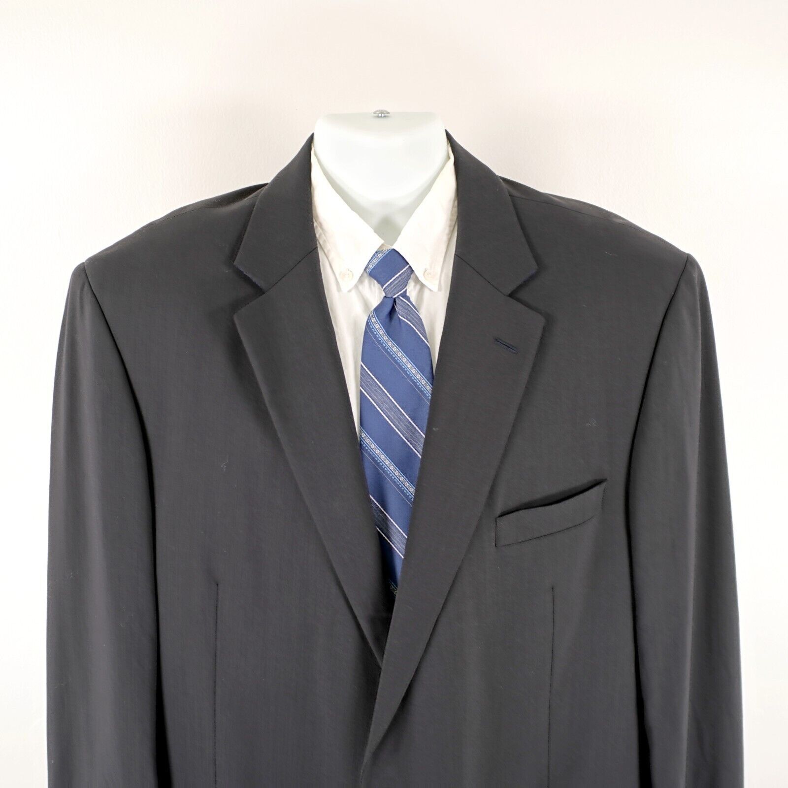 Pronto Uomo Pronto Uomo Comfort Stretch Worsted Wool Black 2 Button Suit Size 48L - 1 Thumbnail