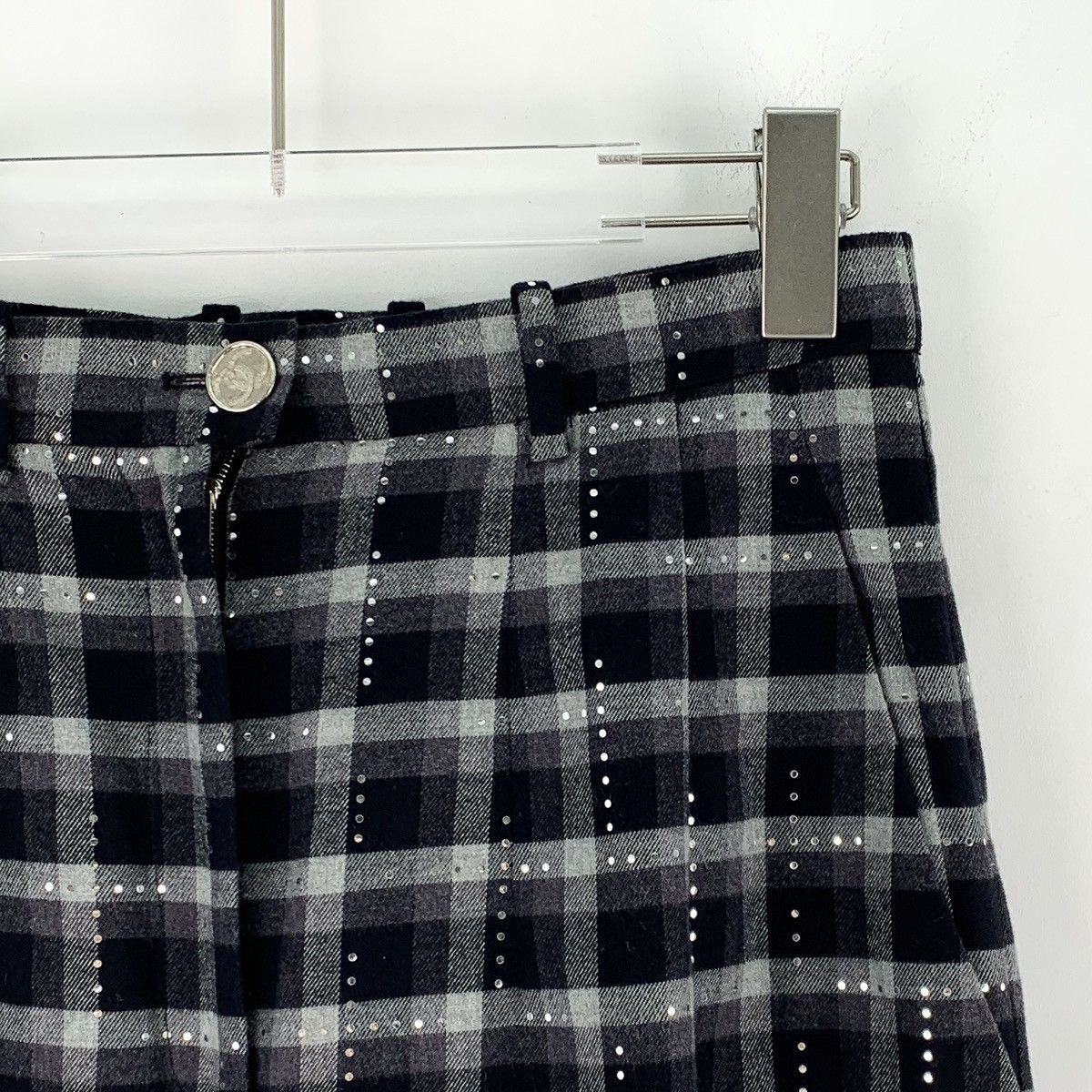 Chanel Chanel 21B Black Plaid Cotton Casual Pants K26WX Size 25" / US 0 / IT 36 - 3 Thumbnail