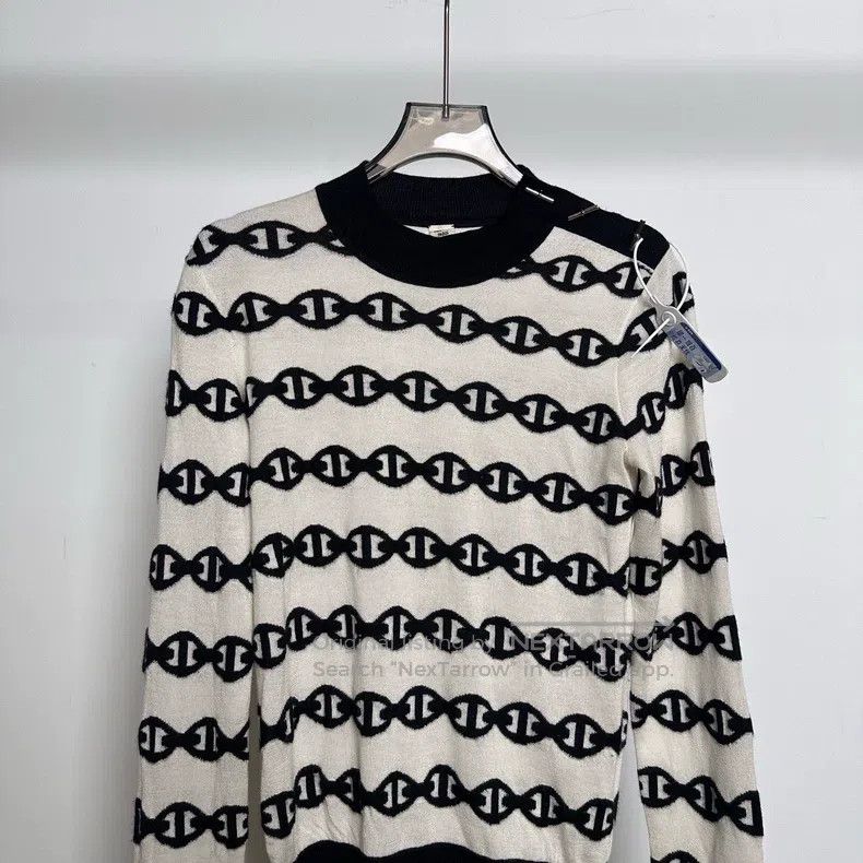 Hermes Hermes Black and White Pig Nose Cashmere Sweater Size XXS / US 00 / IT 34 - 3 Thumbnail