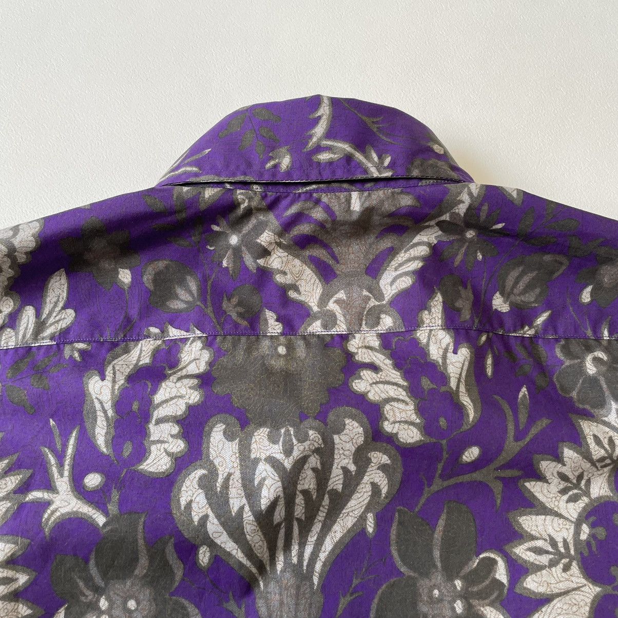 Dries Van Noten Purple / Gray Floral Print Cotton Shirt Size US M / EU 48-50 / 2 - 14 Thumbnail