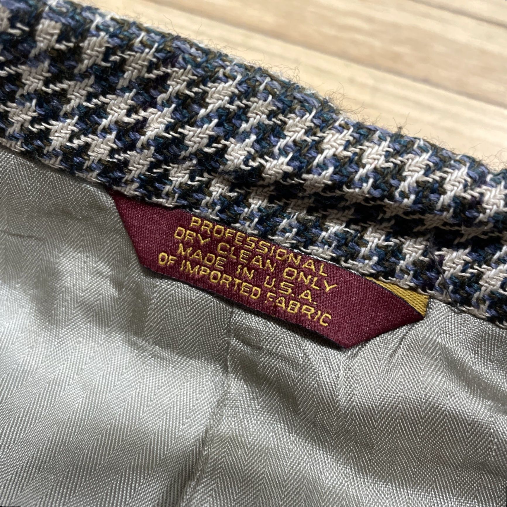 Vintage VINTAGE Corbin Jacket 42R Gray Houndstooth Wool Sport Coat Blazer - Single-Breasted, Two-Button, Lined, USA, 2 Piece, Regular Fit, Men Size 42R - 5 Thumbnail