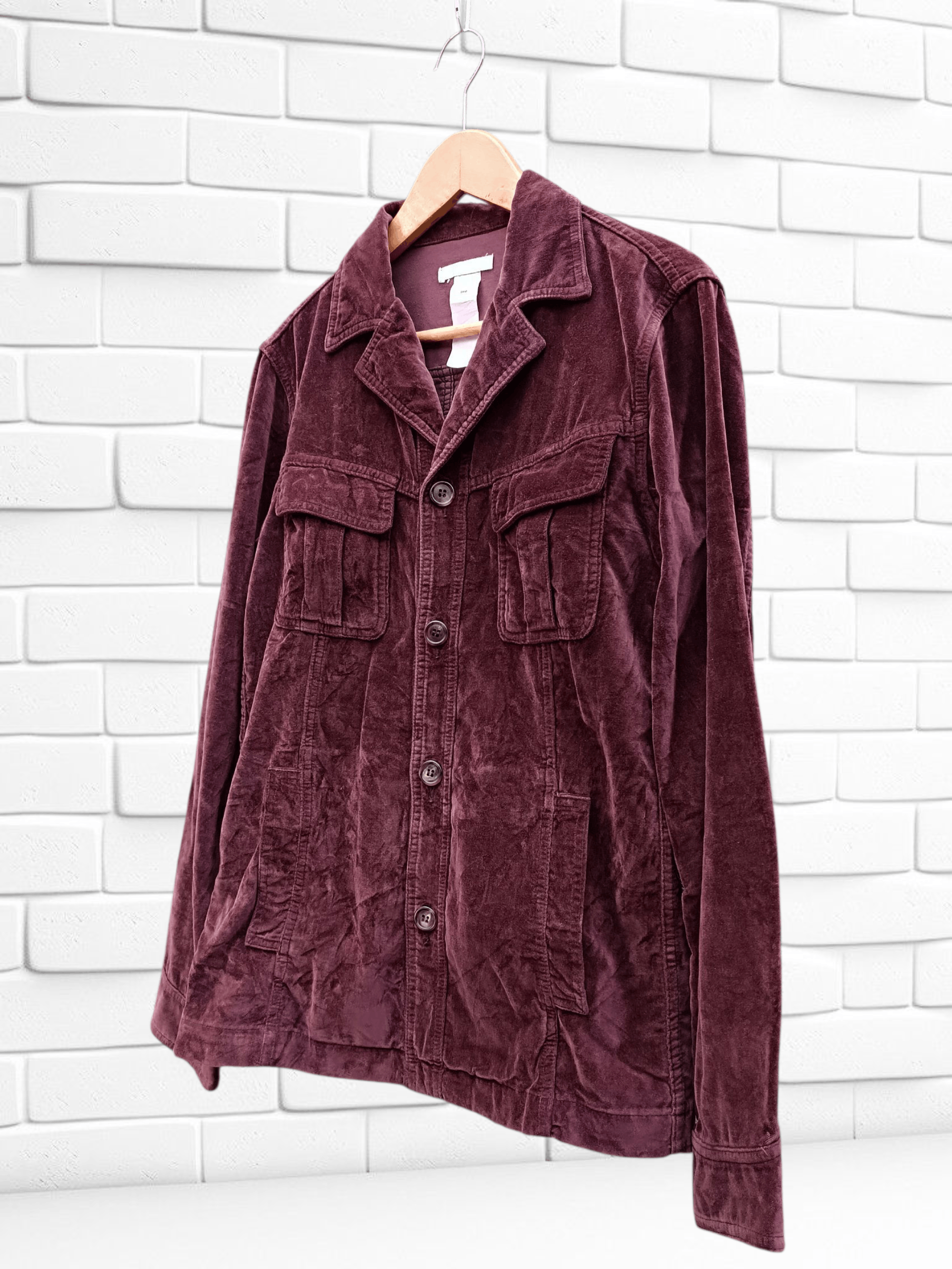 Japanese Brand Vintage Shirt Jacket Burgundy Velour Ifsixwasnine LGB Style Size US M / EU 48-50 / 2 - 2 Thumbnail