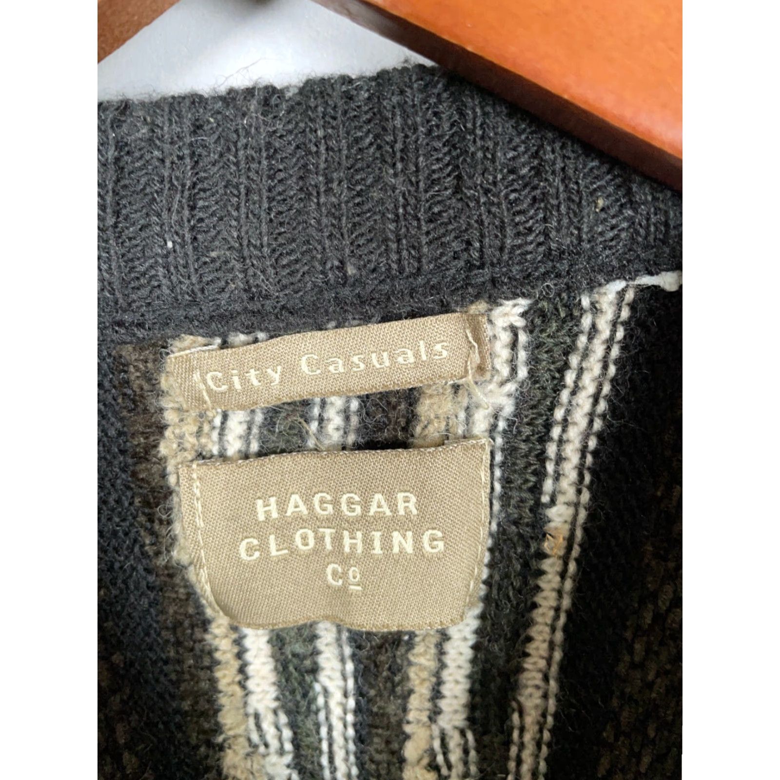Haggar Vintage Haggar Men's Textured Stripe Sweater Adult Large Black Lightweight Knit 90s Size US L / EU 52-54 / 3 - 4 Thumbnail
