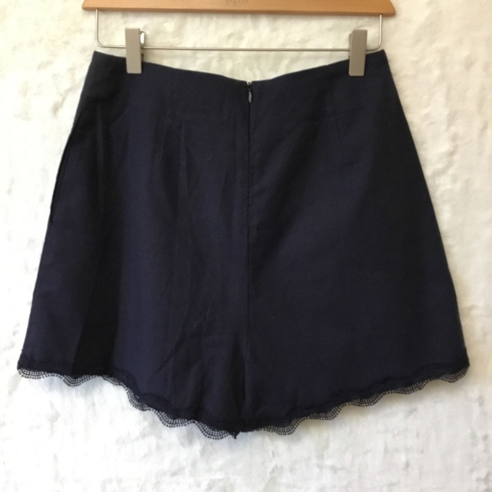 Other Love Bonito Navy Blue Linen Scallop Skorts Size 28" / US 6 / IT 42 - 7 Thumbnail