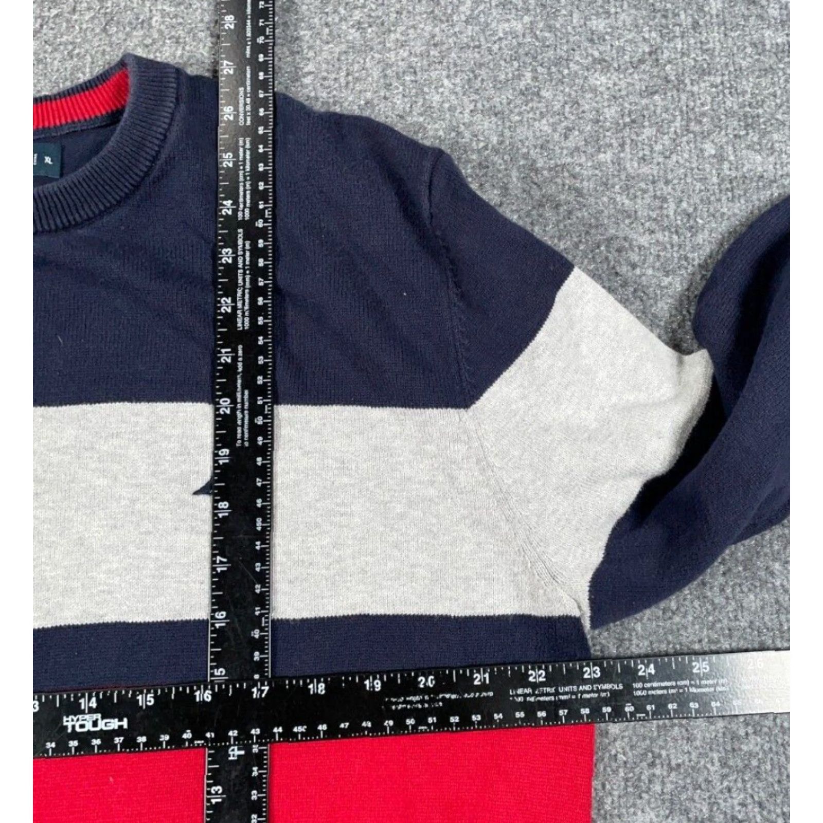 Nautica VINTAGE Y2K Style Sweater Adult XL Blue Gray Red Striped Lightweight Cotton Knit Size US XL / EU 56 / 4 - 5 Thumbnail