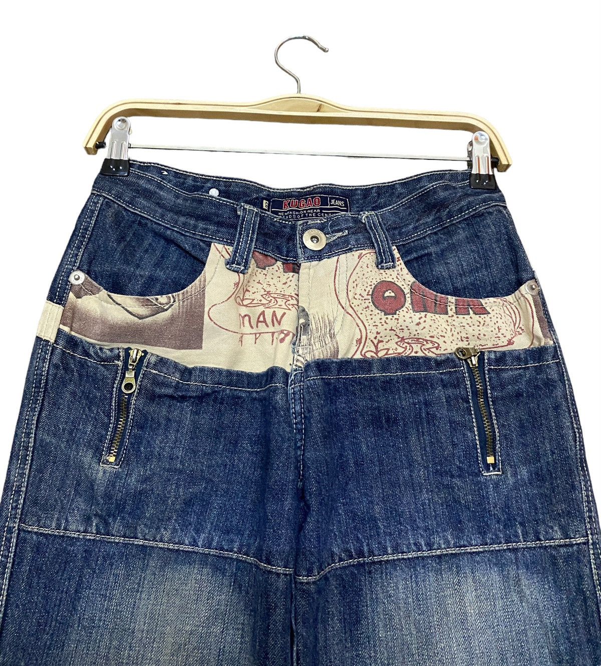 Japanese Brand × Vintage Vintage Japanese Brand Kugao Double Waist Jeans 1990s Size US 30 / EU 46 - 6 Thumbnail
