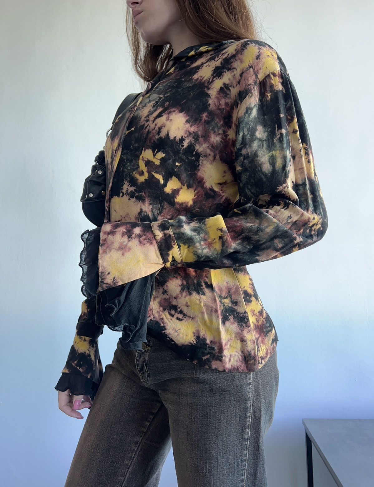 Vintage Tie dye Blouse Vintage Gorgeous Mesh Y2K 00s Size S / US 4 / IT 40 - 3 Thumbnail