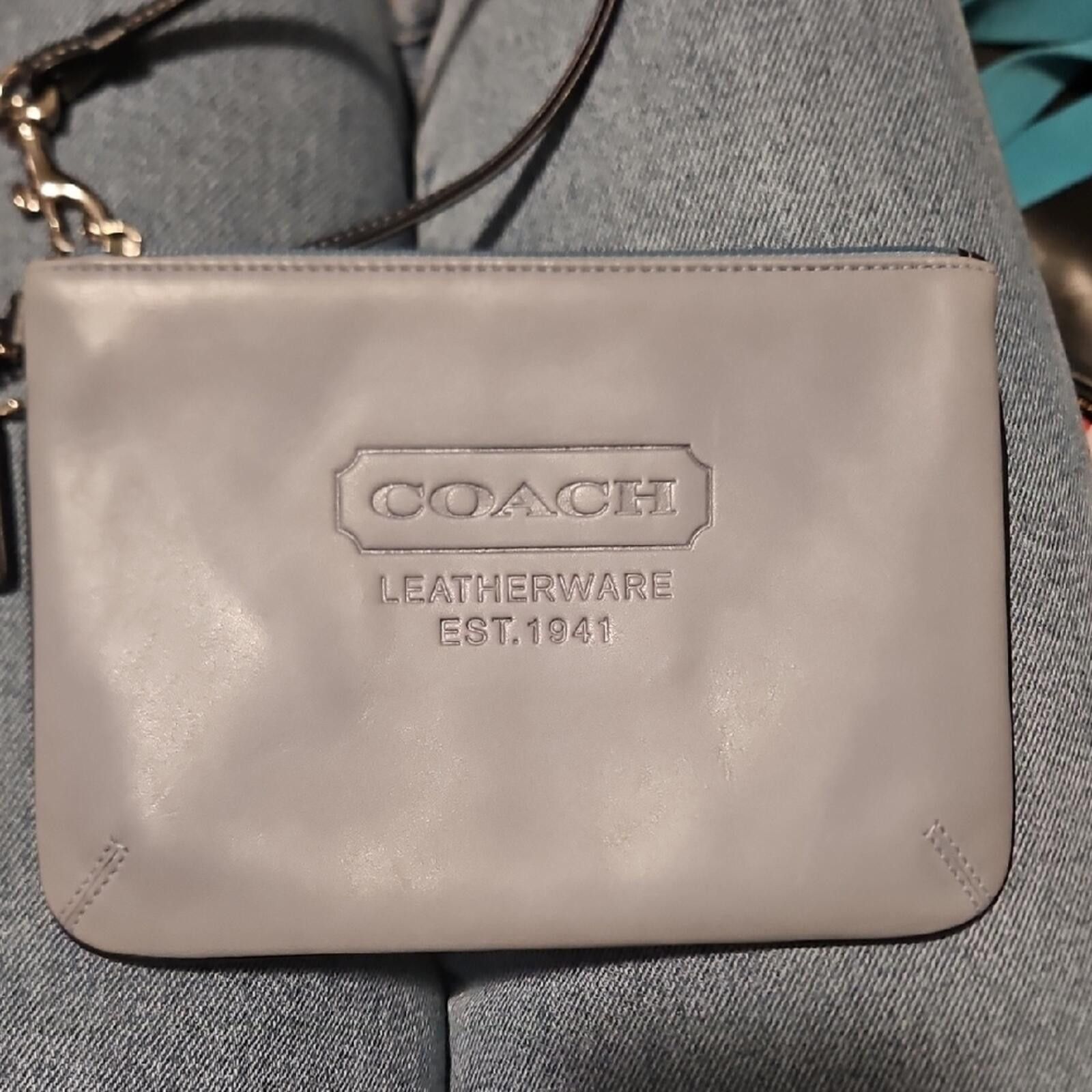 Coach Coach Embossed Leather Wristlet - Light Gray Size ONE SIZE - 1 Thumbnail