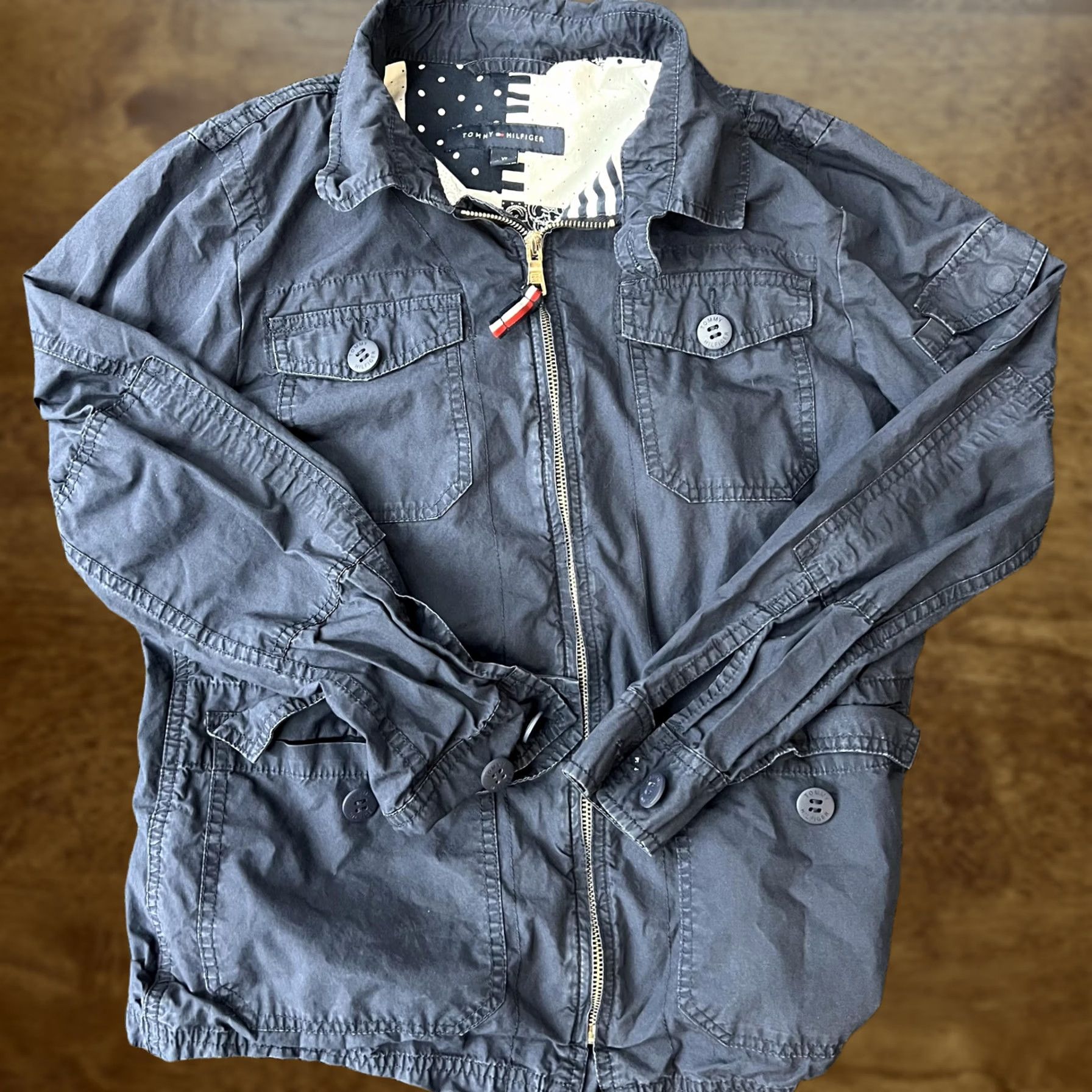 Tommy Hilfiger VINTAGE Tommy Hilfiger Jacket Womens XS Blue Cotton Twill Military Utility Zip Lined Size XS / US 0-2 / IT 36-38 - 1 Thumbnail