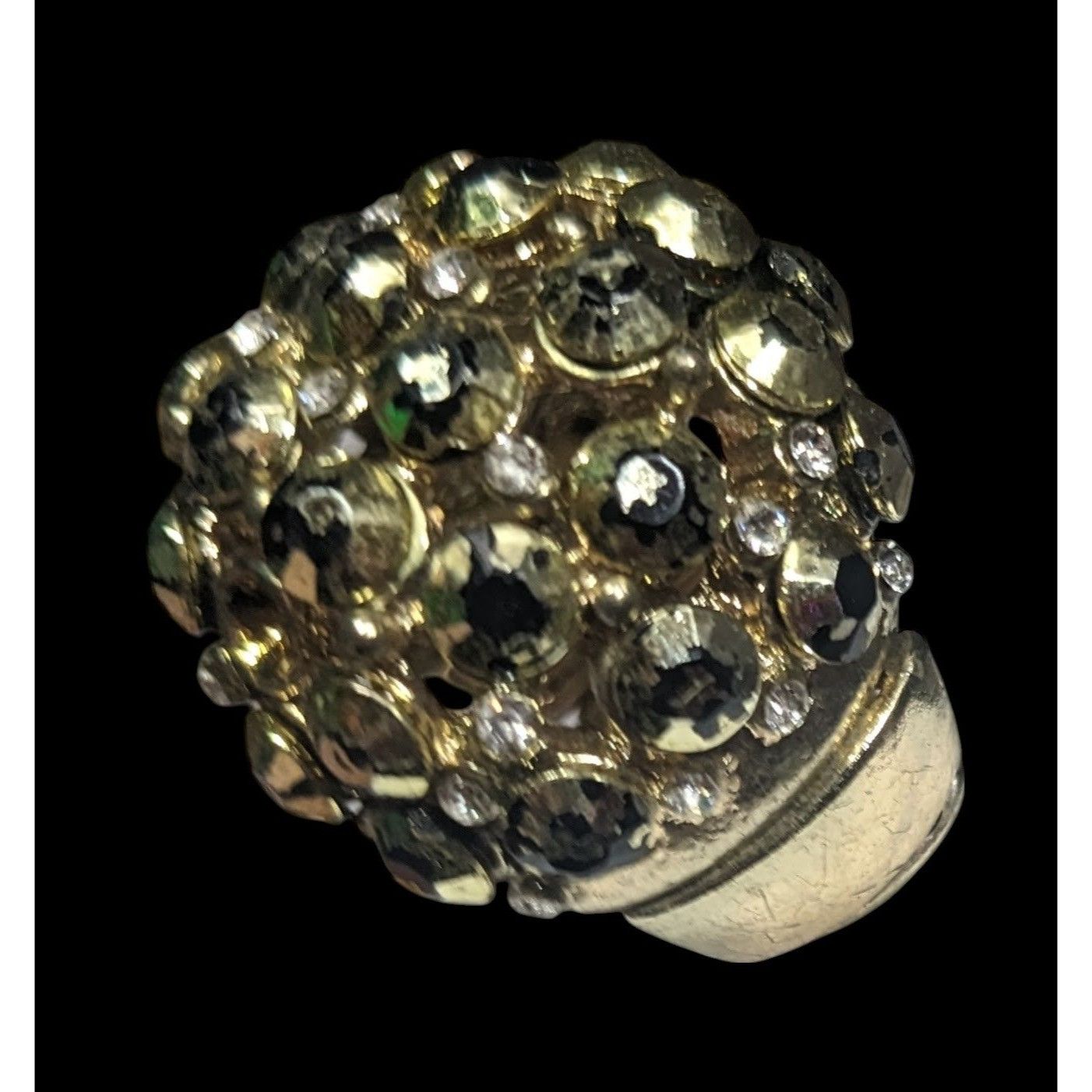 Other Chunky Rhinestone Gold Tone Dome Stretch Size 6 1/2 Size ONE SIZE - 2 Thumbnail