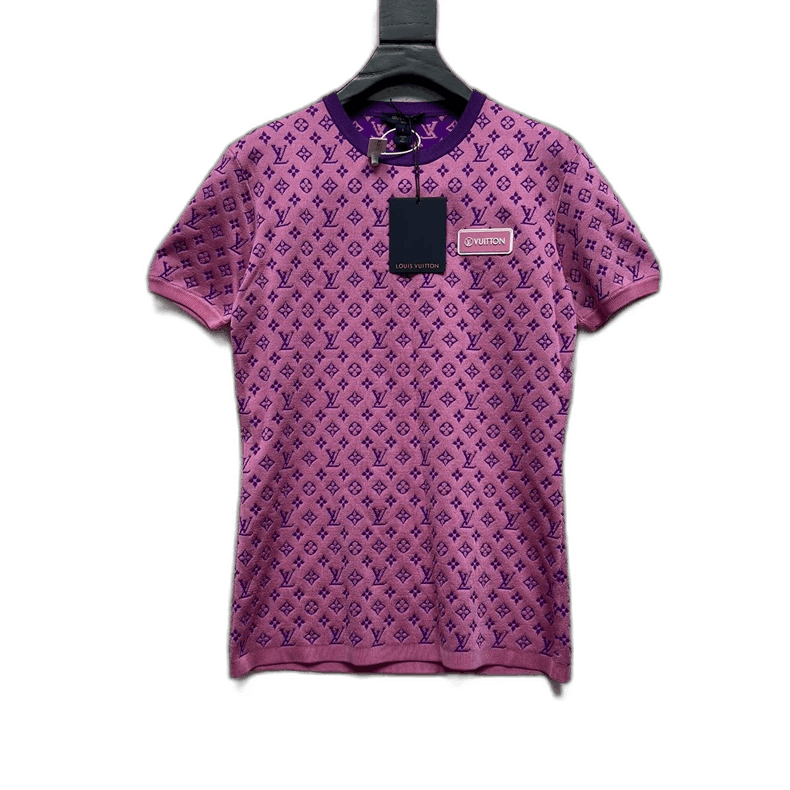 Louis Vuitton Louis Vuitton Purple Logo Knit Short Sleeve Top Size L / US 10 / IT 46 - 1 Thumbnail