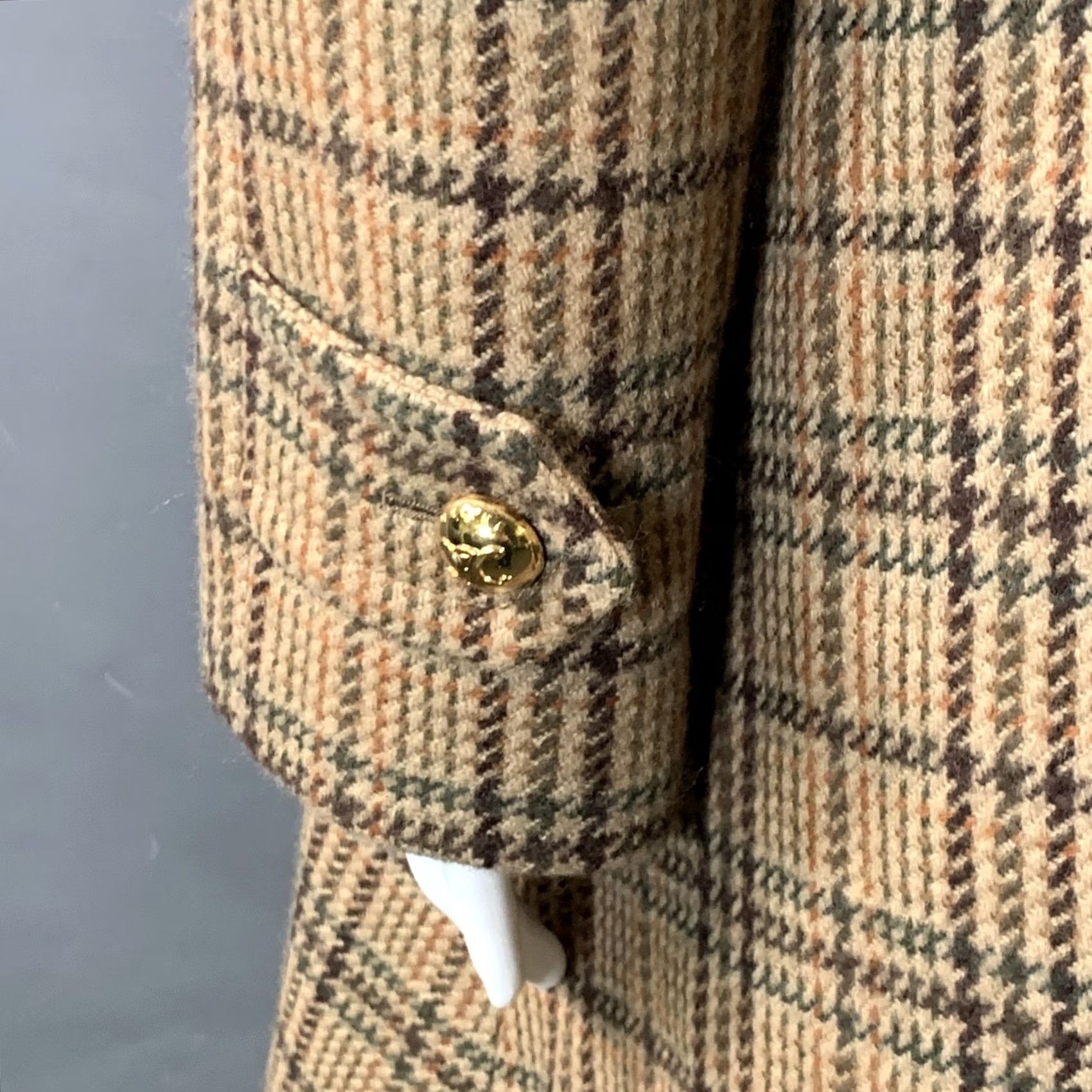 Celine CELINE Coat Raglan Sleeve Plaid Wool Blend Khaki Brown Olive Size 6 Womens Size M / US 6-8 / IT 42-44 - 6 Thumbnail