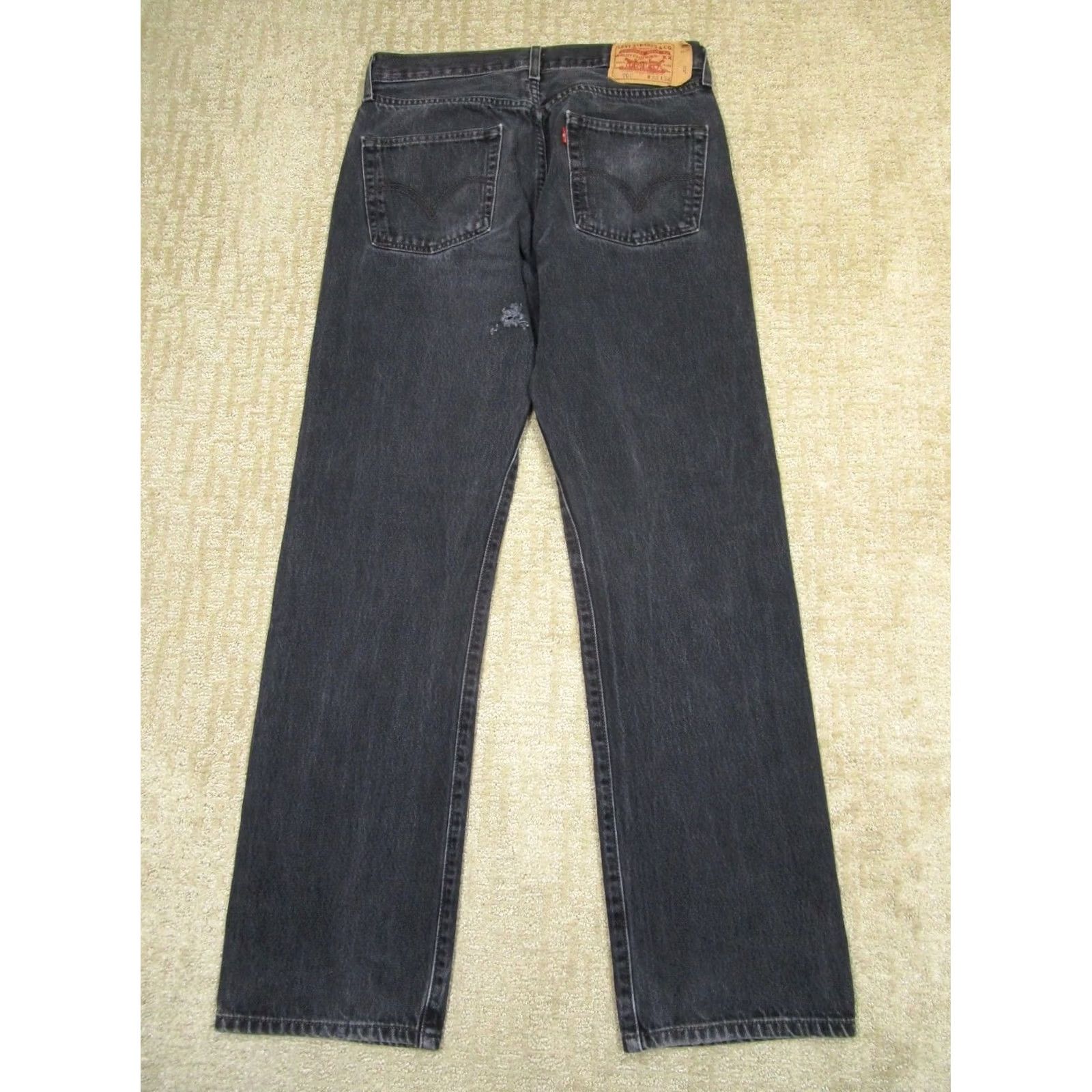 Levi's Levi's 501 Original Fit Jeans Men 33x34 Black Button Fly Distressed Vintage 90s Y2K Rock Logo Finishes Size US 33 - 3 Thumbnail