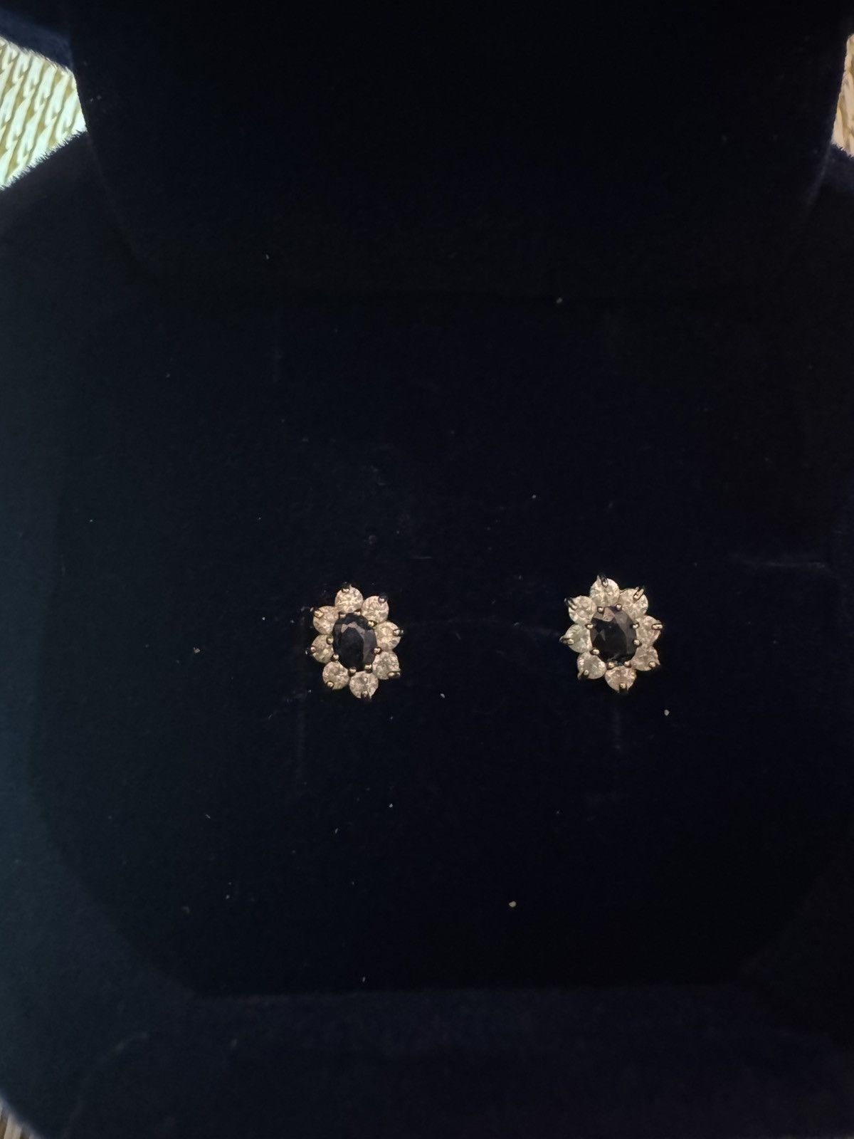 Vintage 14k gold sapphire and diamonds earrings Size ONE SIZE - 3 Thumbnail