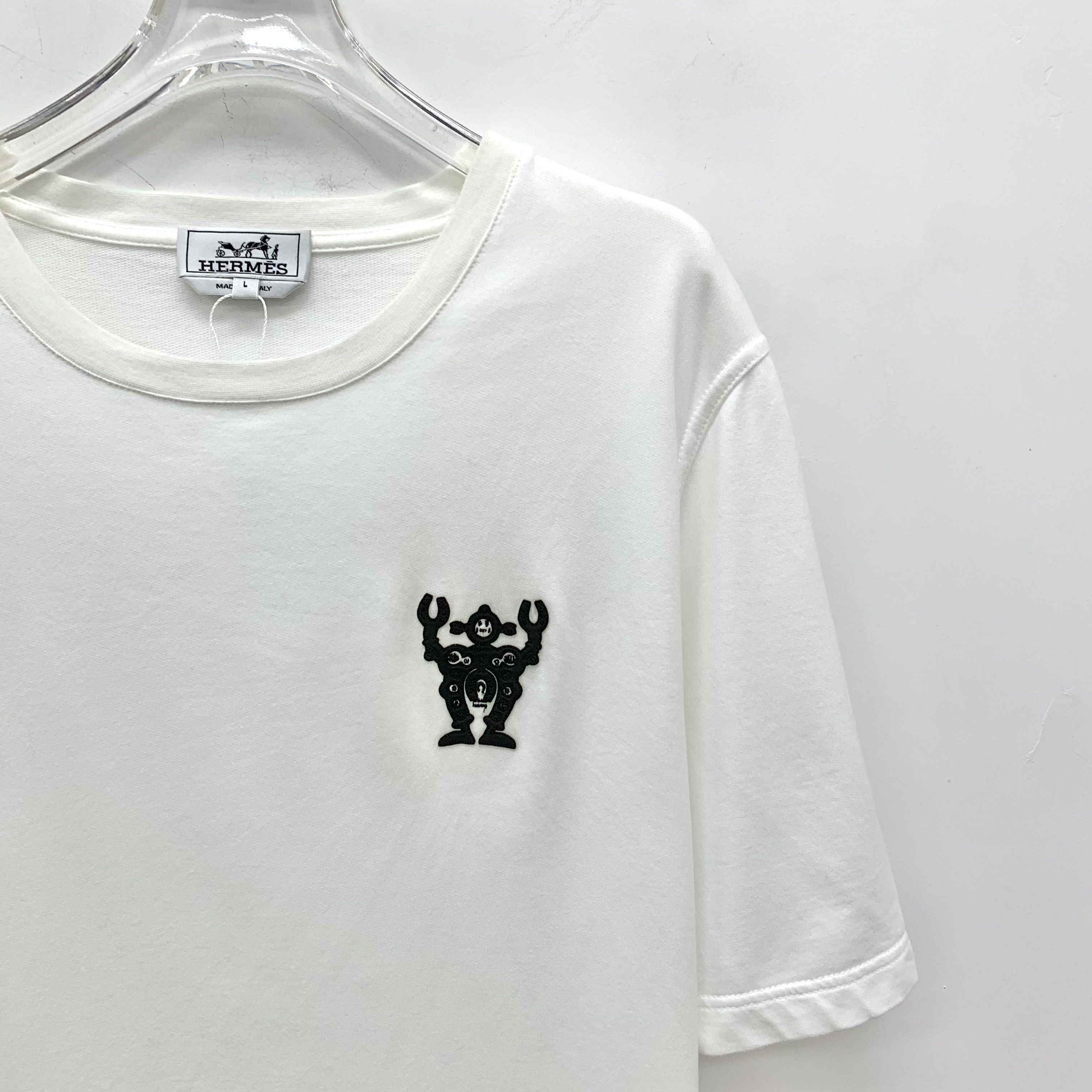 Hermes Hermès Robot Embroidered T-Shirt White (L) Size US L / EU 52-54 / 3 - 3 Thumbnail