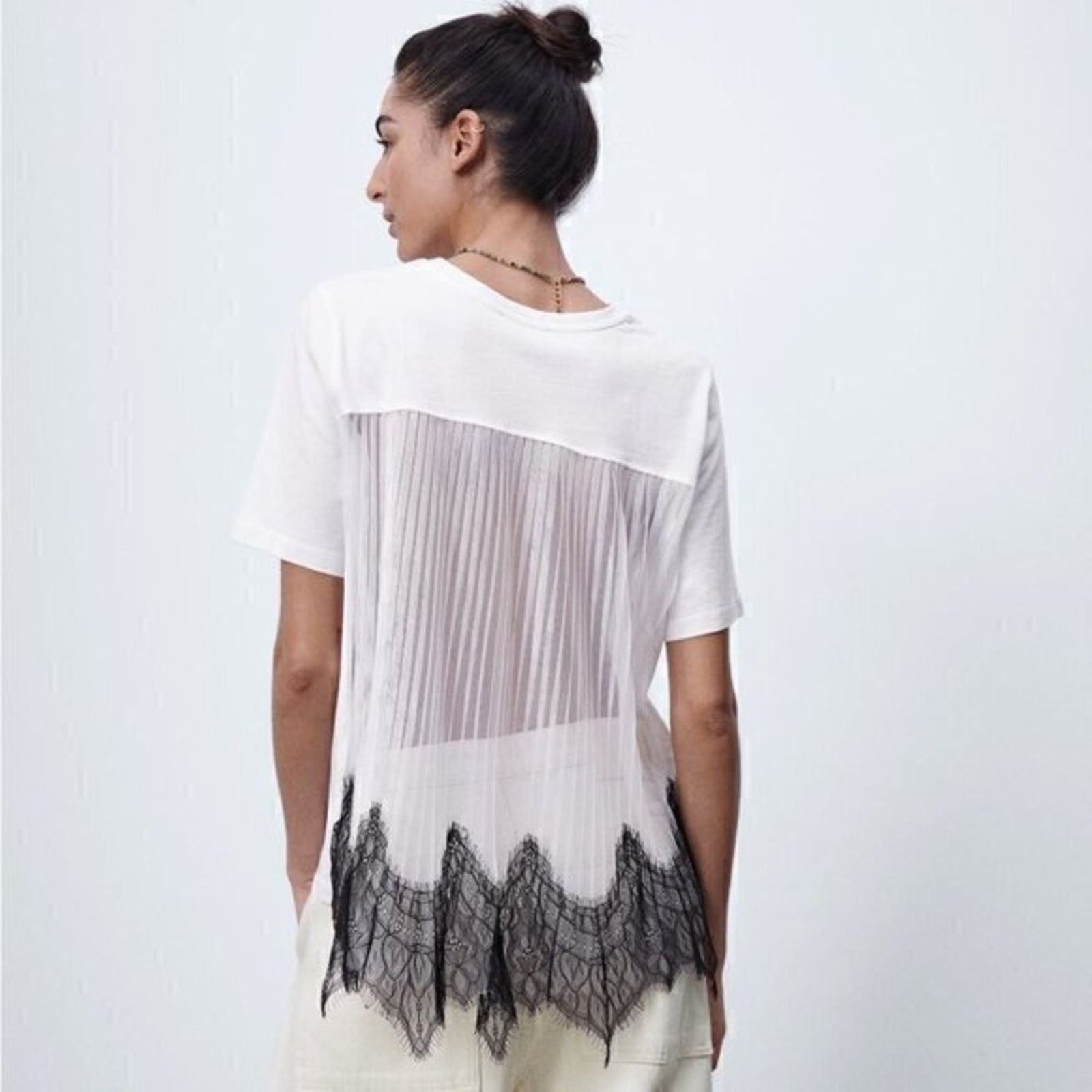 Zara ZARA Shirt with Pleated Back NWT Size S / US 4 / IT 40 - 1 Thumbnail