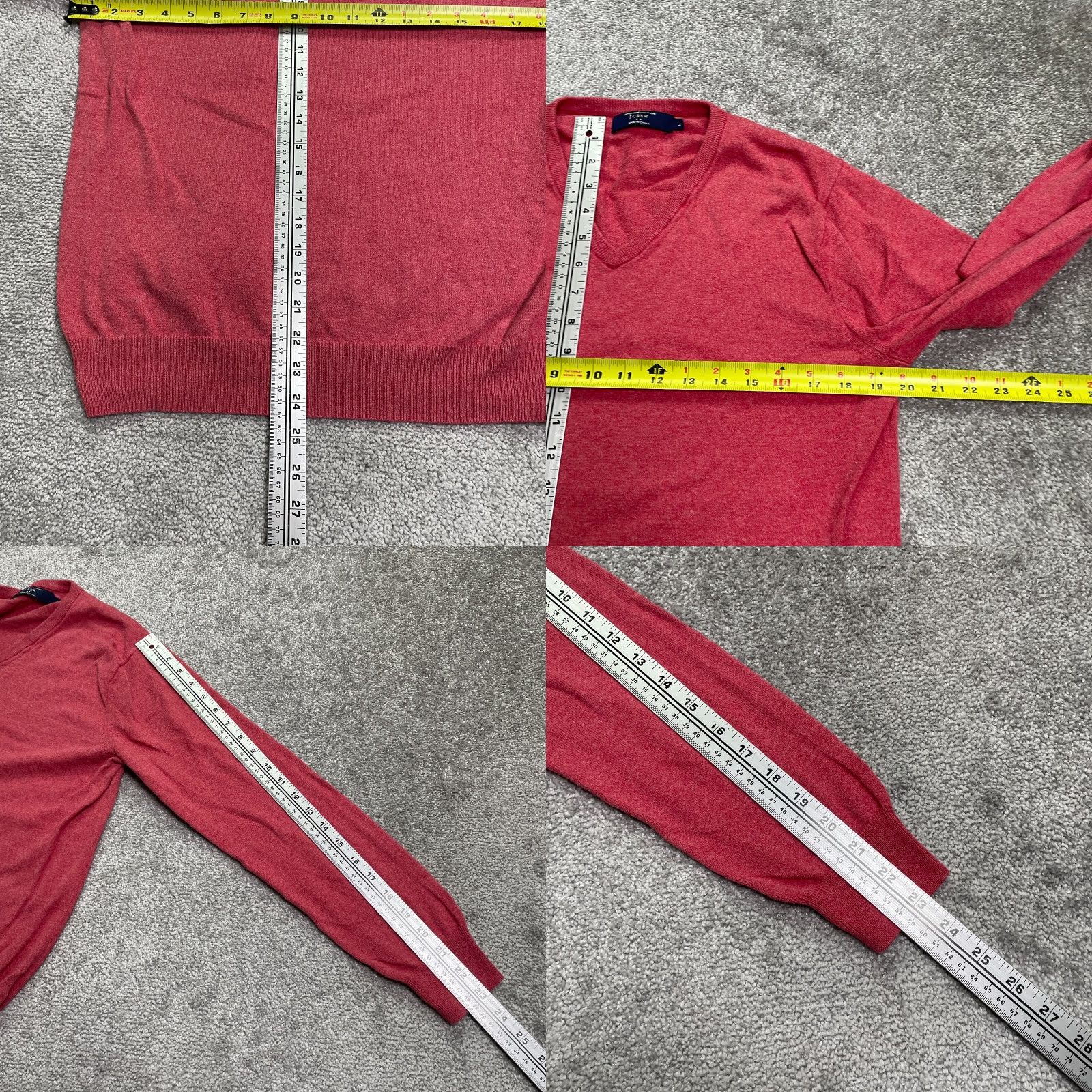 J.Crew J.Crew Men's Medium Red V-Neck Cashmere Cotton Pullover Sweater Lightweight Business Casual Size US M / EU 48-50 / 2 - 8 Thumbnail