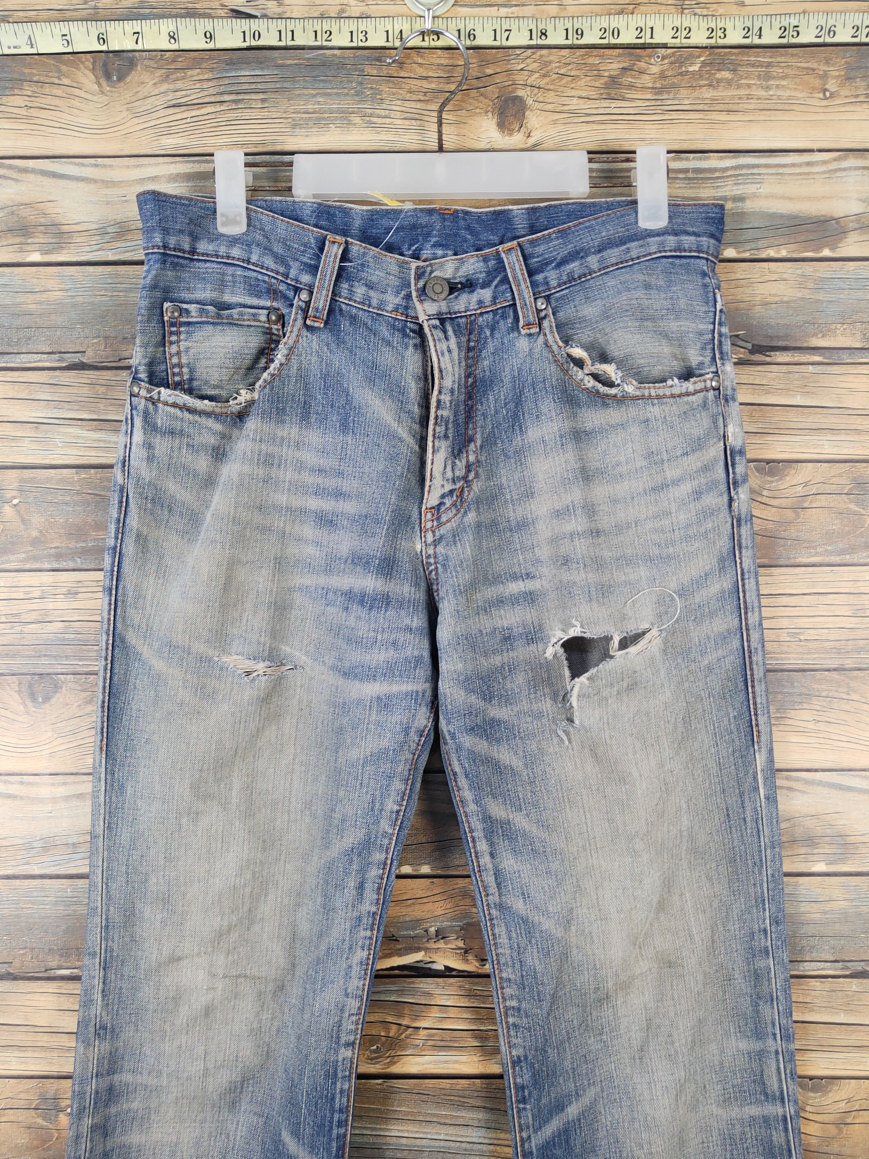 ABAHOUSE Abahouse Blue Distressed Ripped Jeans #W1955 Size US 33 - 2 Thumbnail