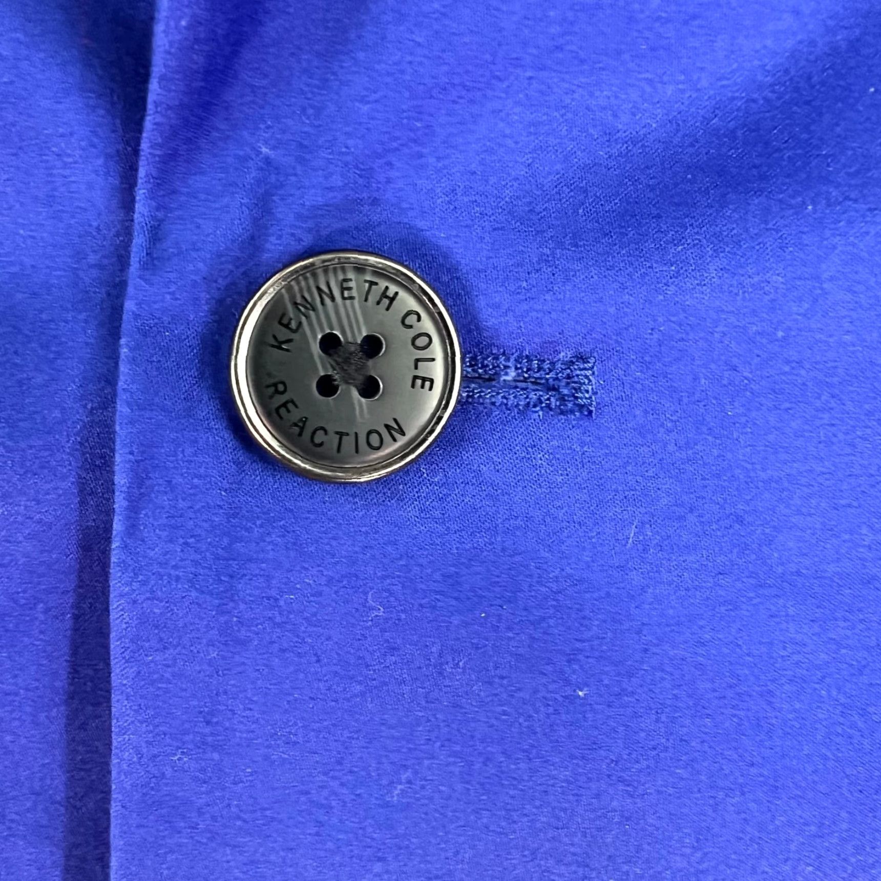 Kenneth Cole KENNETH COLE REACTION Blazer Mens 42 Solid Blue Regular Notch Lapel Single-Vented Two-Button Jacket Size 42R - 3 Thumbnail