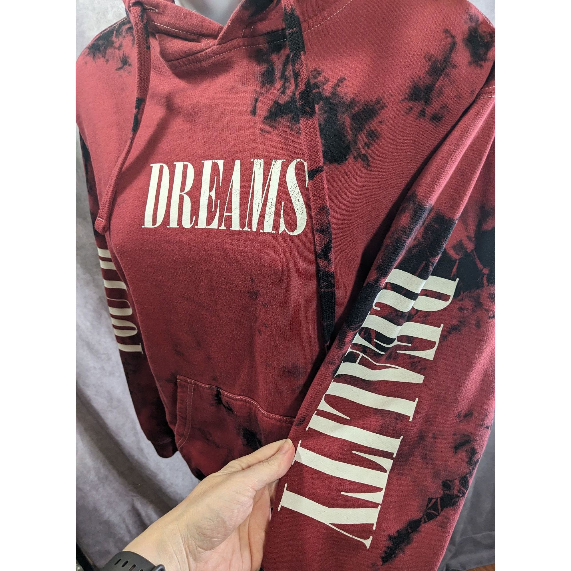 Pacsun PacSun Womens Tie-Dye Hoodie Dreams Print Red & Black Size S Size S / US 4 / IT 40 - 5 Thumbnail