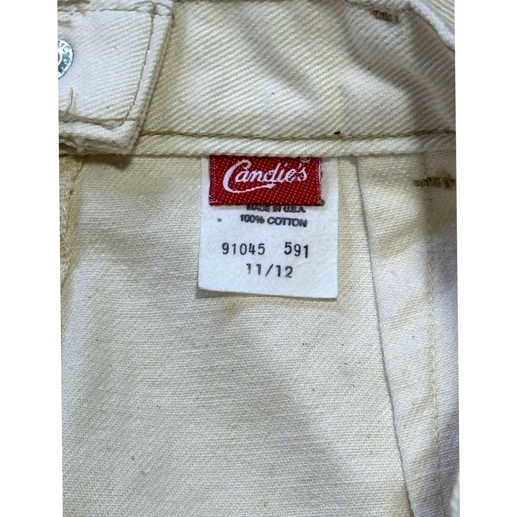Vintage VINTAGE Candie's Denim Skirt 11/12 White Midi Shin Length Slit Size 32" / US 10 / IT 46 - 6 Thumbnail