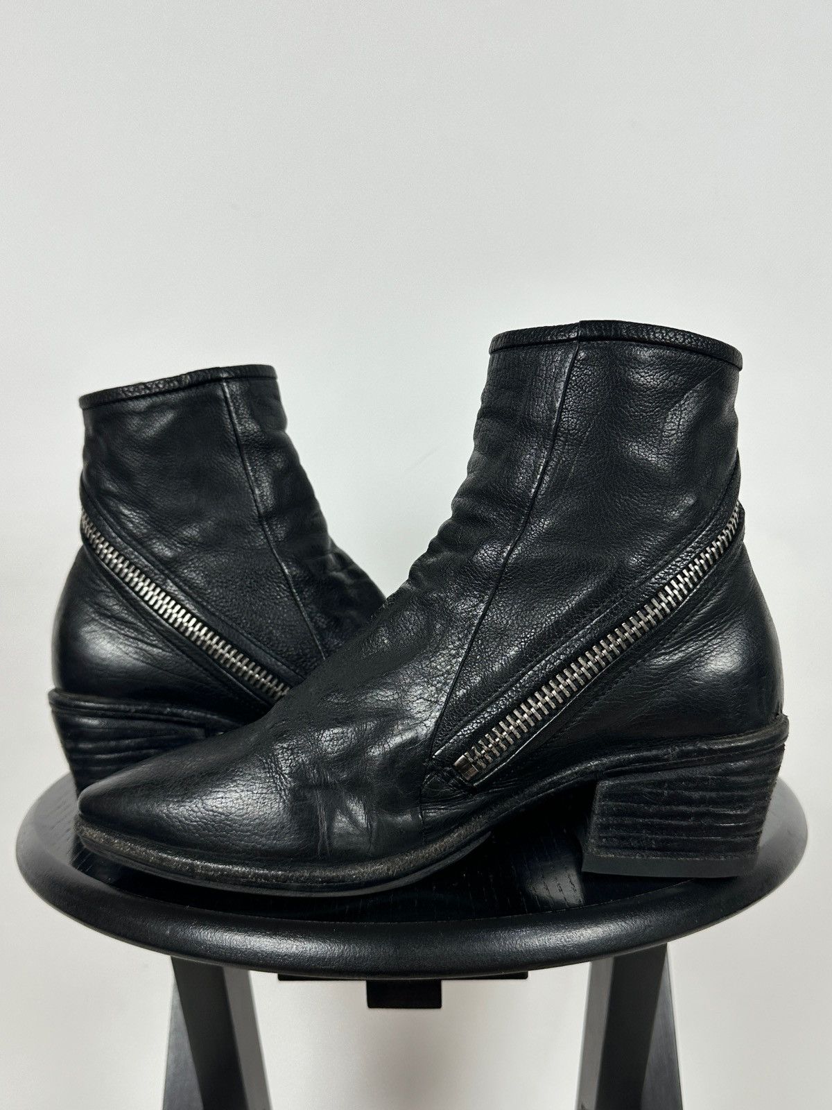 A.S.98 A.S.98 Black Leather Zipper Ankle Boots Size US 7 / IT 37 - 6 Thumbnail