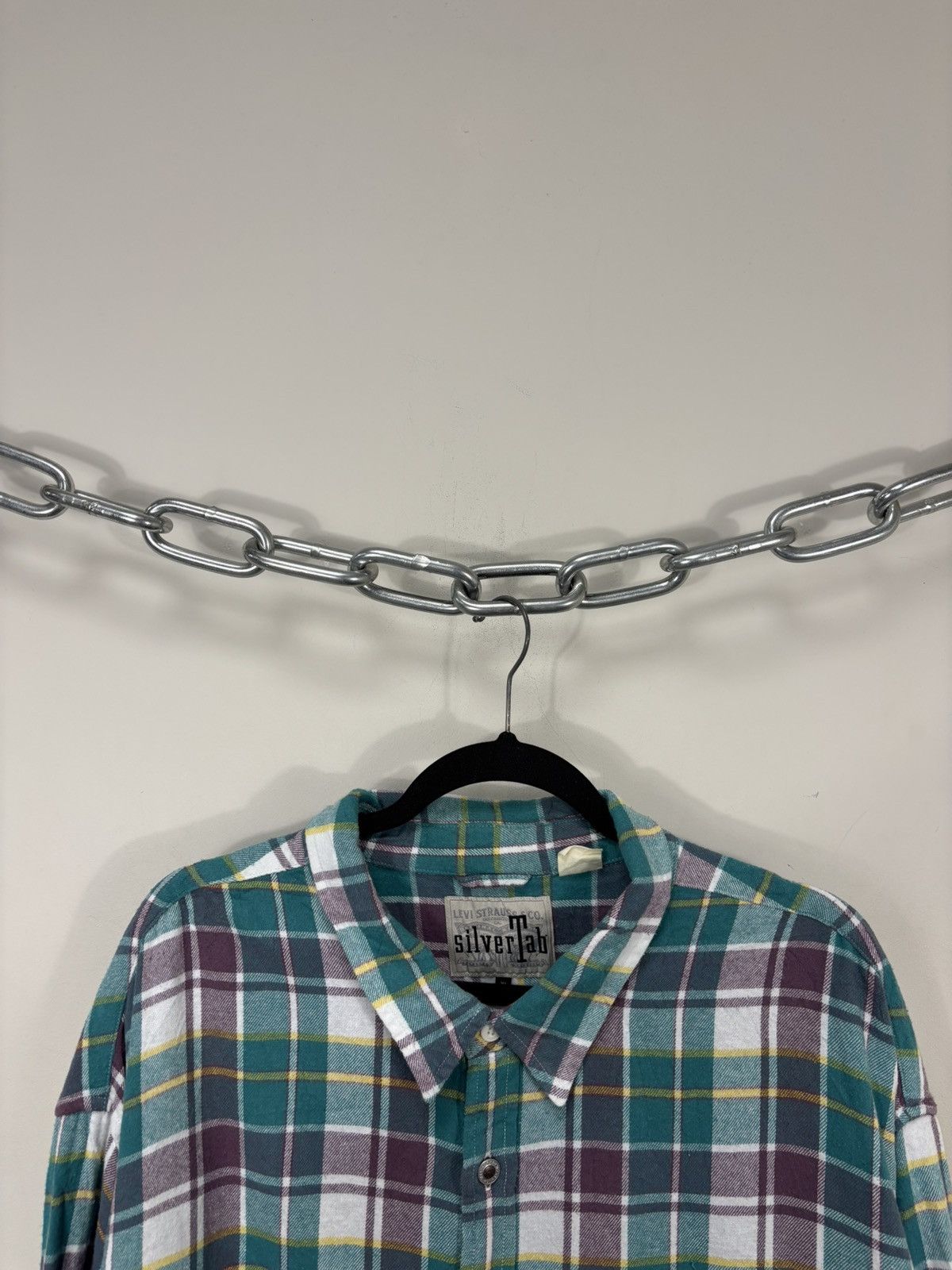 Levi's Levi’s Silver Tab Oversized Men’s Plaid Check Flannel Shirt Size US XL / EU 56 / 4 - 3 Thumbnail