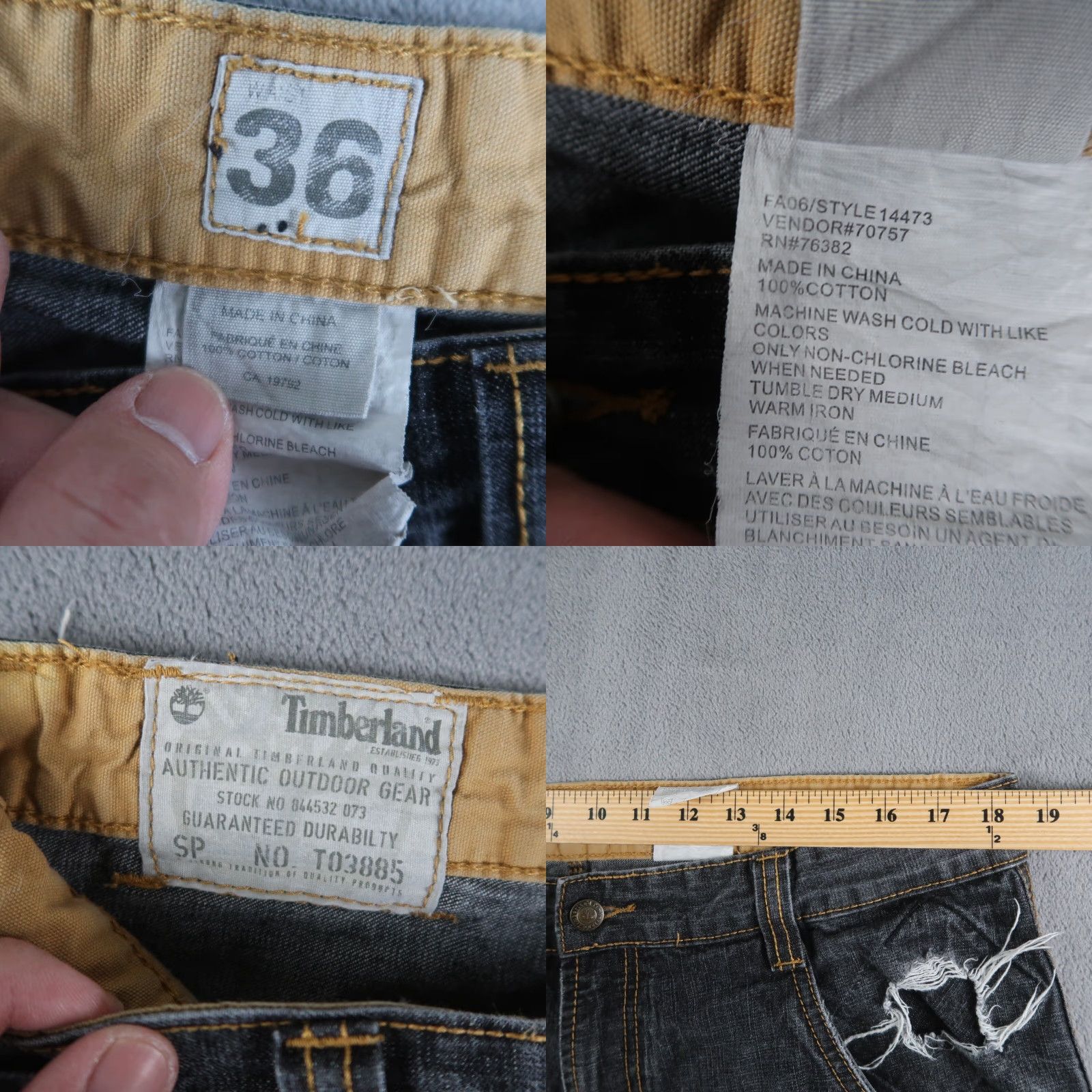 Timberland VINTAGE Timberland Men’s Denim Jeans Baggy Wide-Leg Black 90s Grunge Skater Punk Y2K Size 36 Size US 36 / EU 52 - 8 Thumbnail