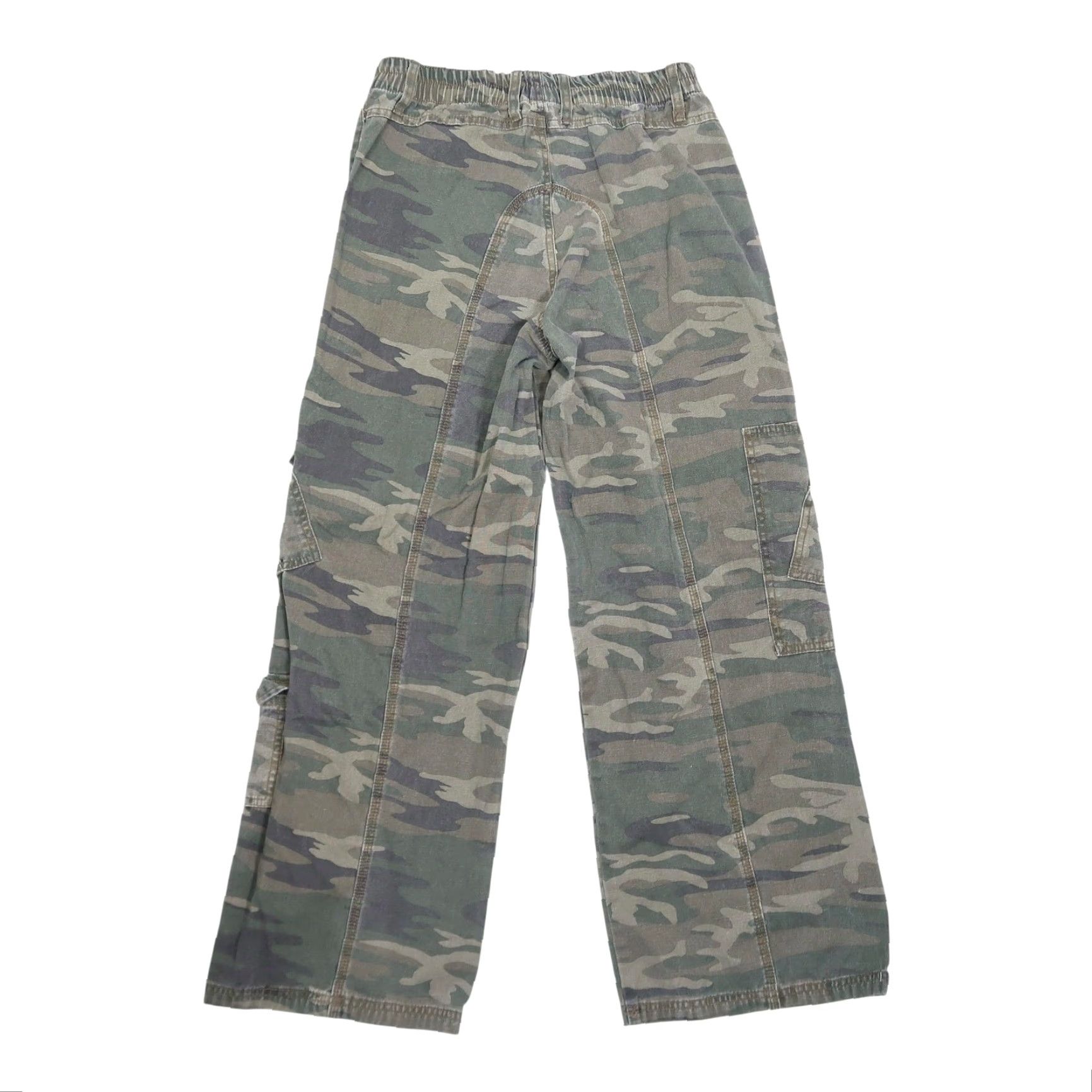 Vintage VINTAGE Angel Kiss Olive Green Camo Cargo Wide Leg Pull-On Pants 9/29 Womens Pants Camouflage Fall Spring Casual Cotton High Rise 11" Inseam 29" Size 30" / US 8 / IT 44 - 3 Thumbnail