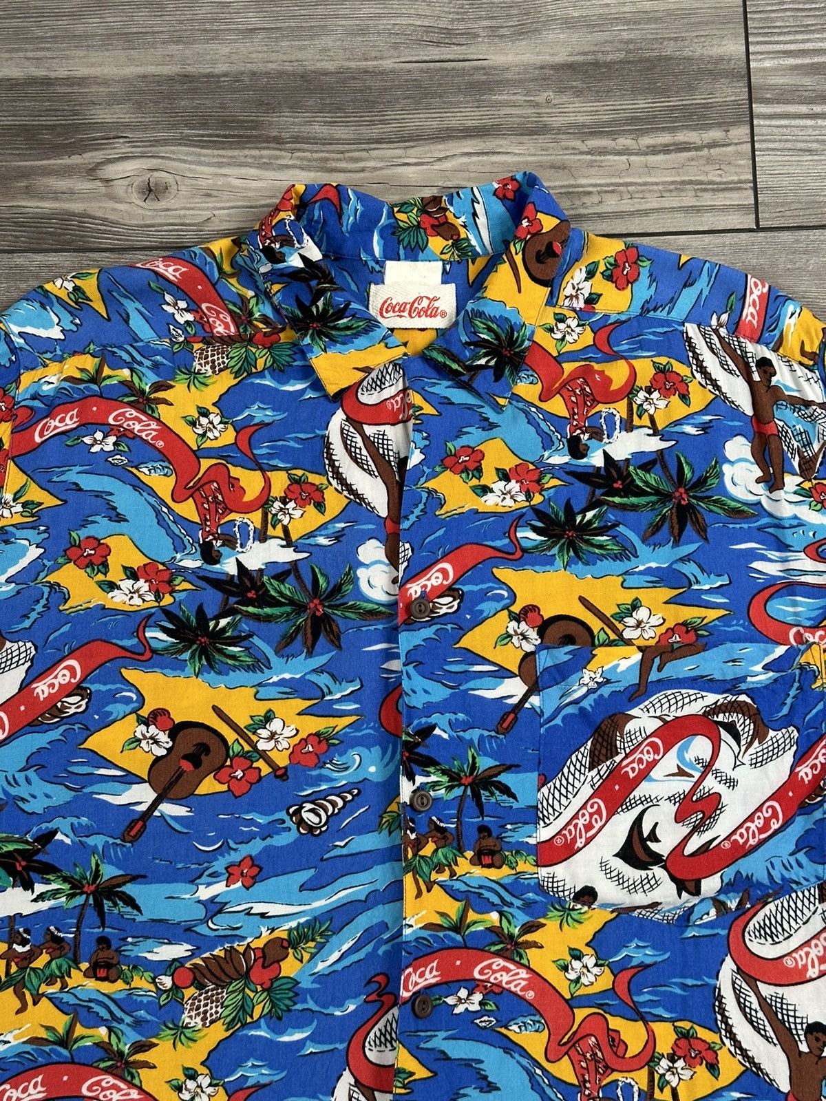 Coca Cola × Vintage Crazy 80’s Coca Cola Rayon Hawaiian Button Up Shirt Size US M / EU 48-50 / 2 - 2 Thumbnail