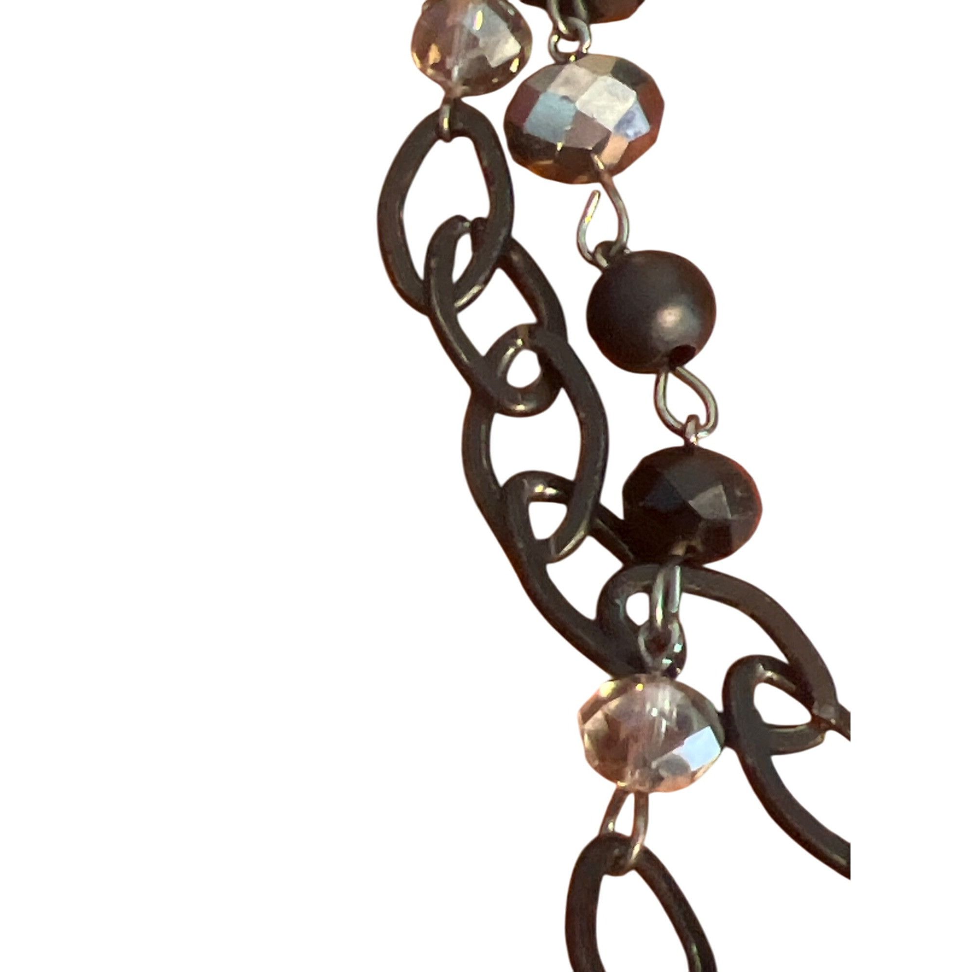 Other Black Chain Necklace Clear Silver Glass Faceted Beads No Cla Size ONE SIZE - 3 Thumbnail