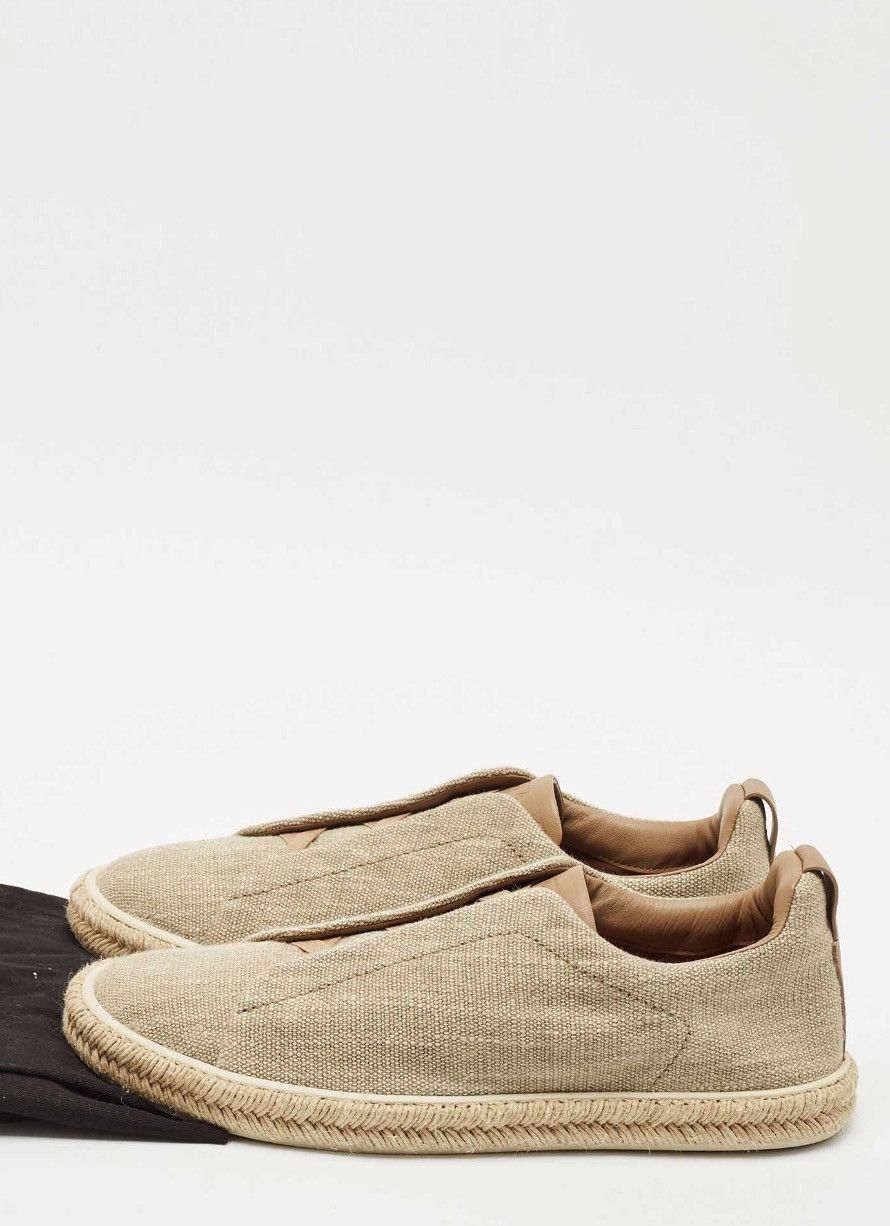 Z Zegna Ermenegildo Zegna Beige Canvas Leather Triple Stitch Slip Size US 12.5 / EU 45-46 - 9 Thumbnail