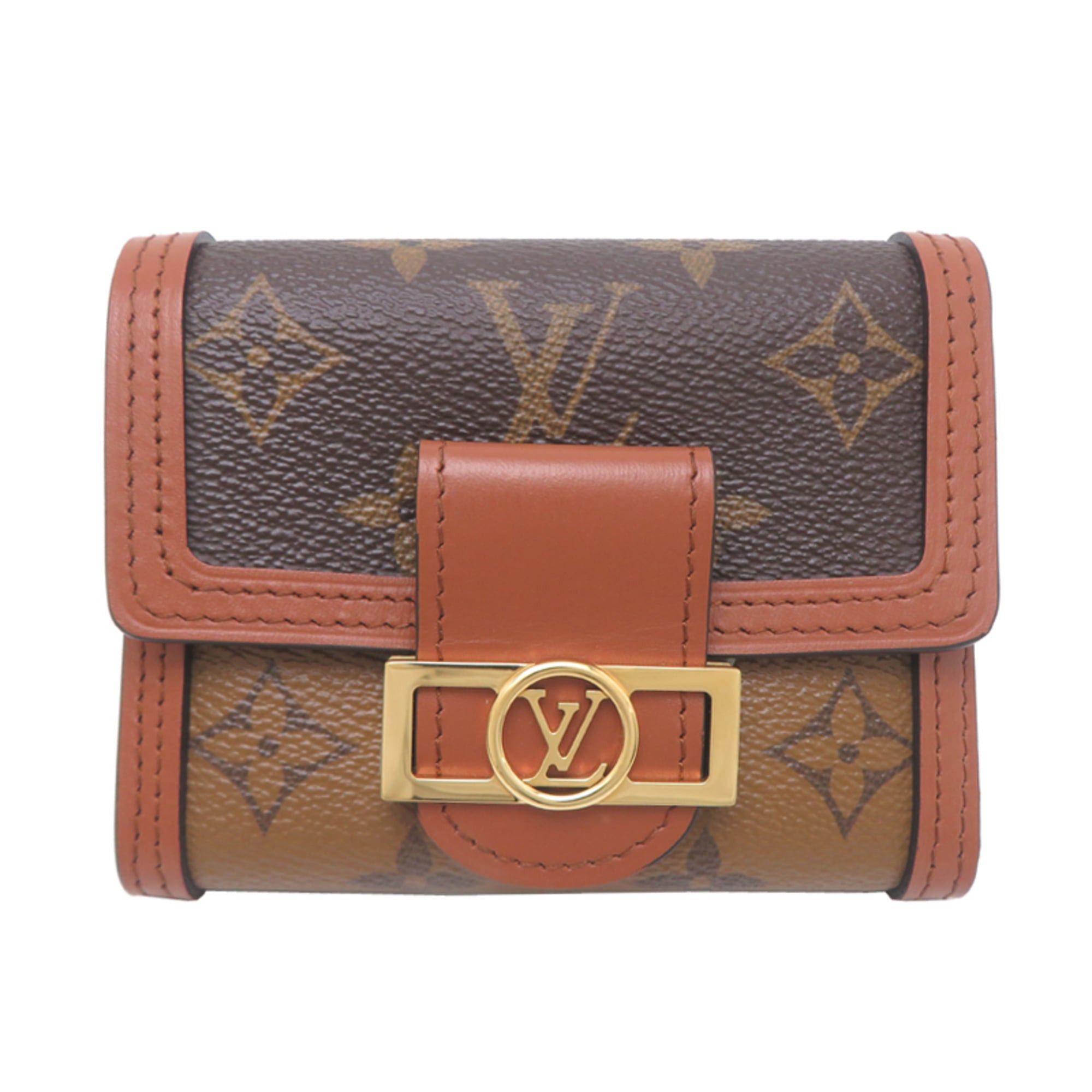 Louis Vuitton Louis Vuitton Portefeuille Dauphine Compact Women's Tri-fold Wallet M68725 Monogram Reverse Brown Size ONE SIZE - 1 Thumbnail