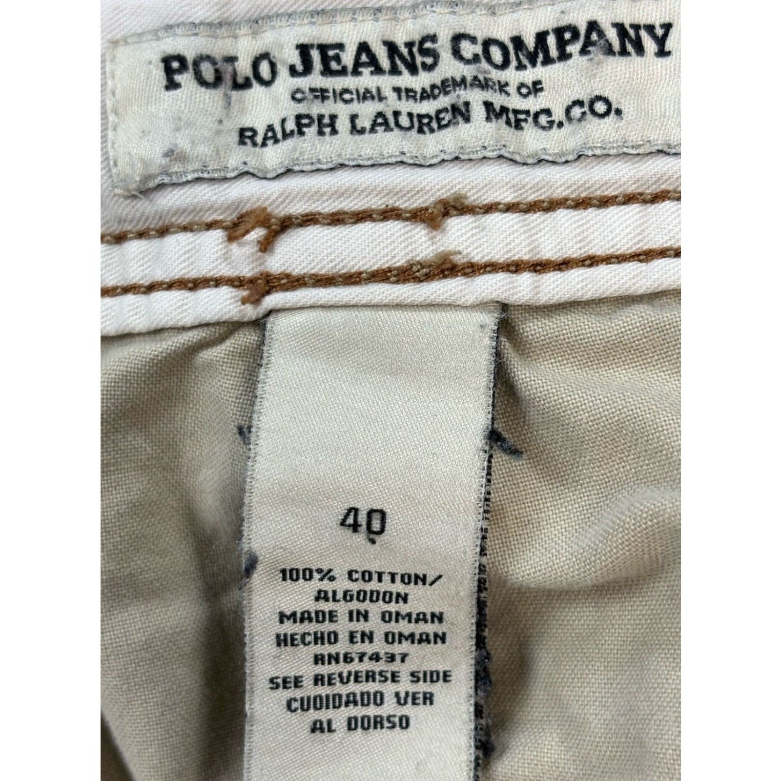 Vintage VINTAGE Ralph Lauren Polo Jeans Cargo Shorts Men Beige 40x10.5 Regular Inseam Cargo Pockets 1990s Summer Mens Size US L / EU 52-54 / 3 - 6 Thumbnail