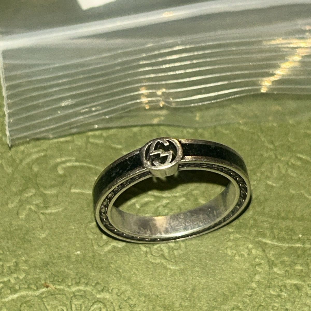 Gucci Gucci Interlocking G Enamel Thin Ring Black Ag925 701620 Size ONE SIZE - 3 Thumbnail
