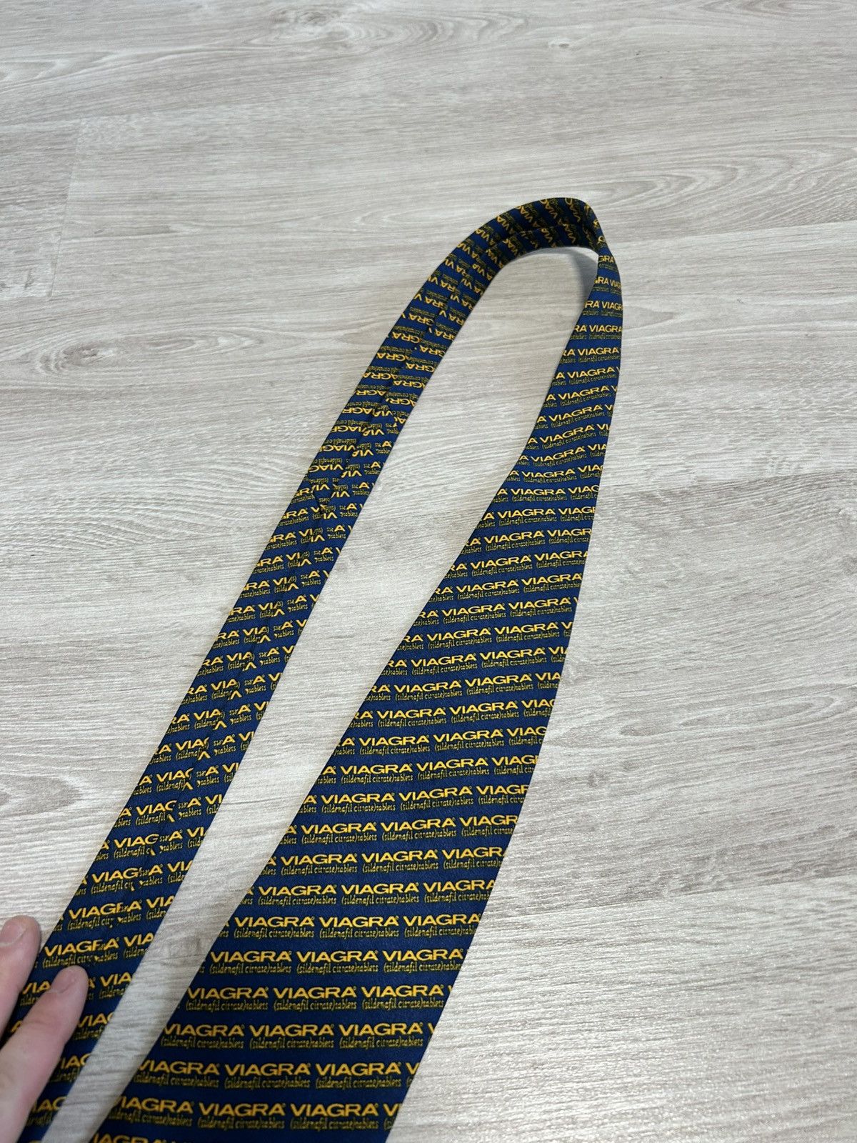 Vintage Pfizer Viagra Logo Pattern Novelty Necktie Blue Yellow Mens Size ONE SIZE - 6 Thumbnail
