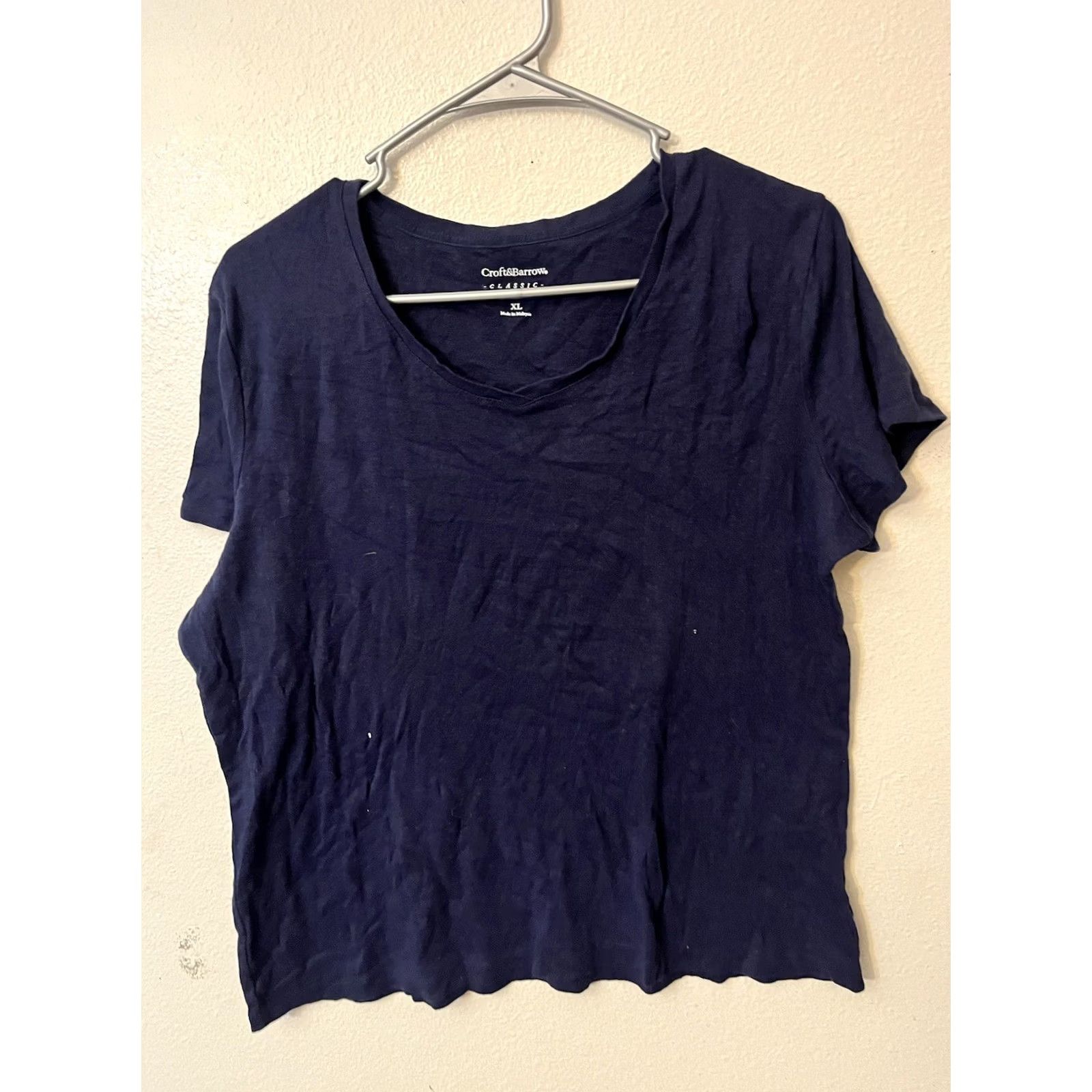 Croft & Barrow Croft Barrow Women's T-Shirt XL Navy Knit Top Round Neck Short Sleeves Classic Size XL / US 12-14 / IT 48-50 - 2 Thumbnail