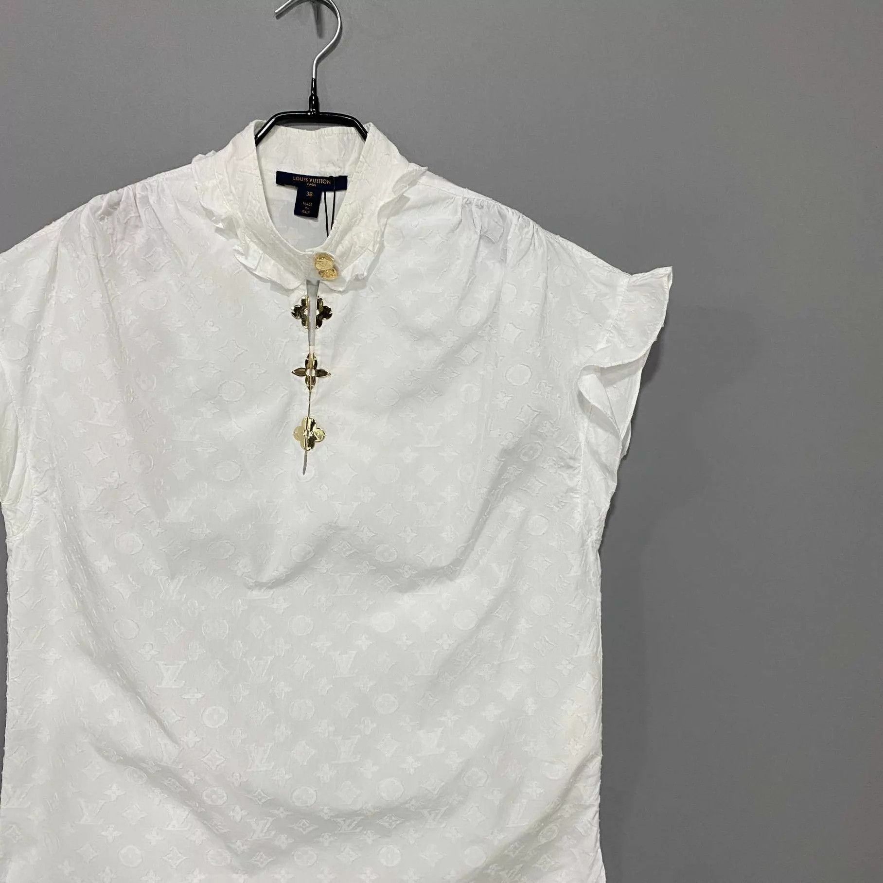 Louis Vuitton LV metallic tri-flower embossed sleeveless shirt 38 Size S / US 4 / IT 40 - 2 Thumbnail