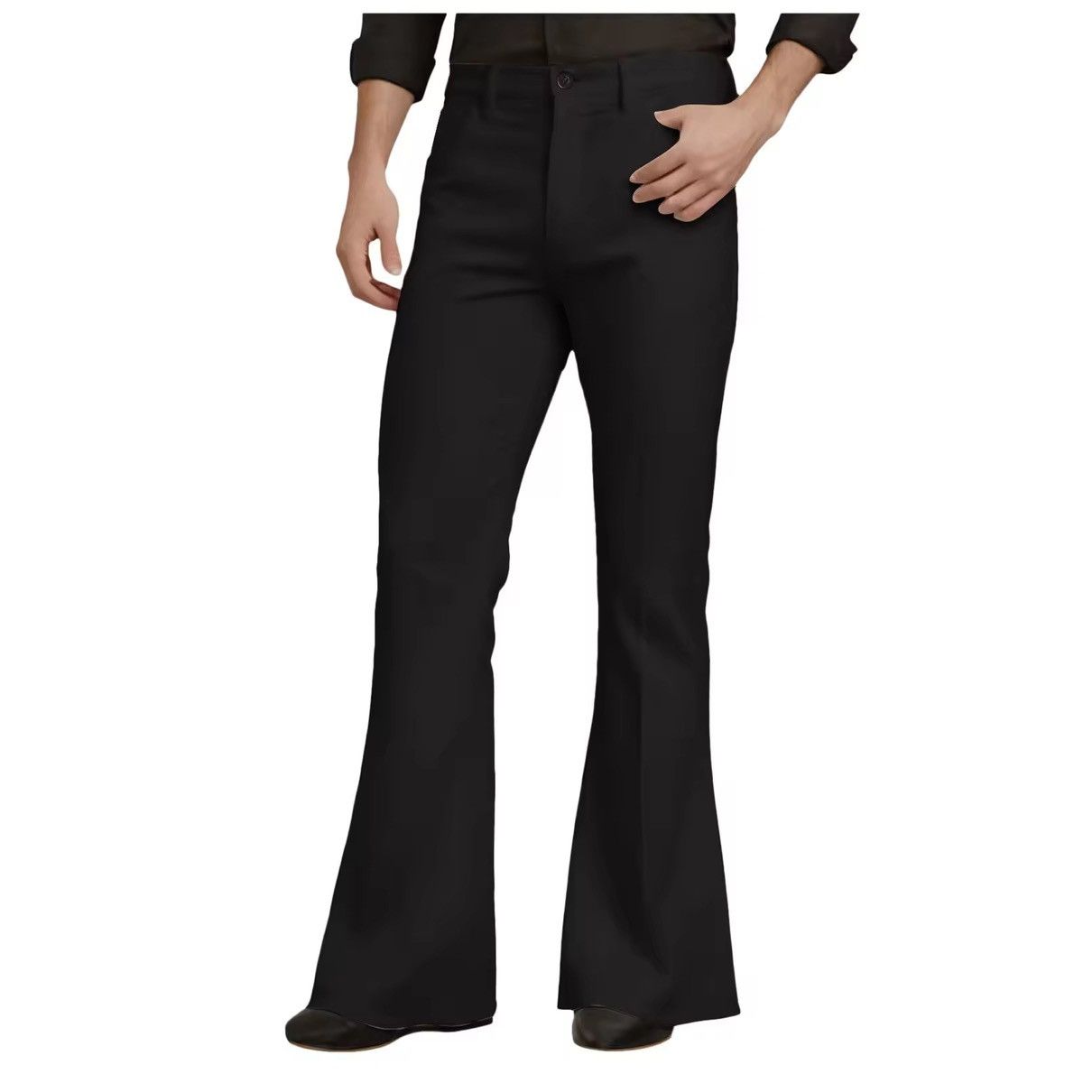 Japanese Brand Mens Flare Pants Solid Slim Fit Size US 33 - 3 Thumbnail