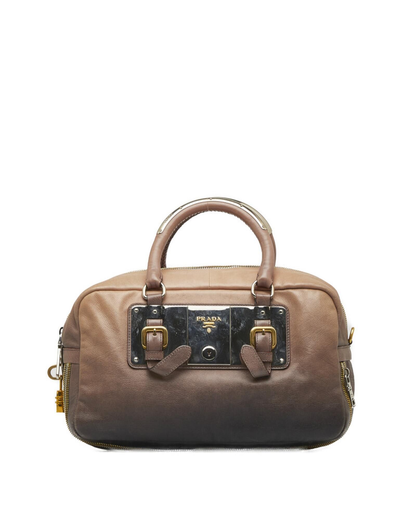 image of Prada Brown Ombre Leather Handbag, Women's