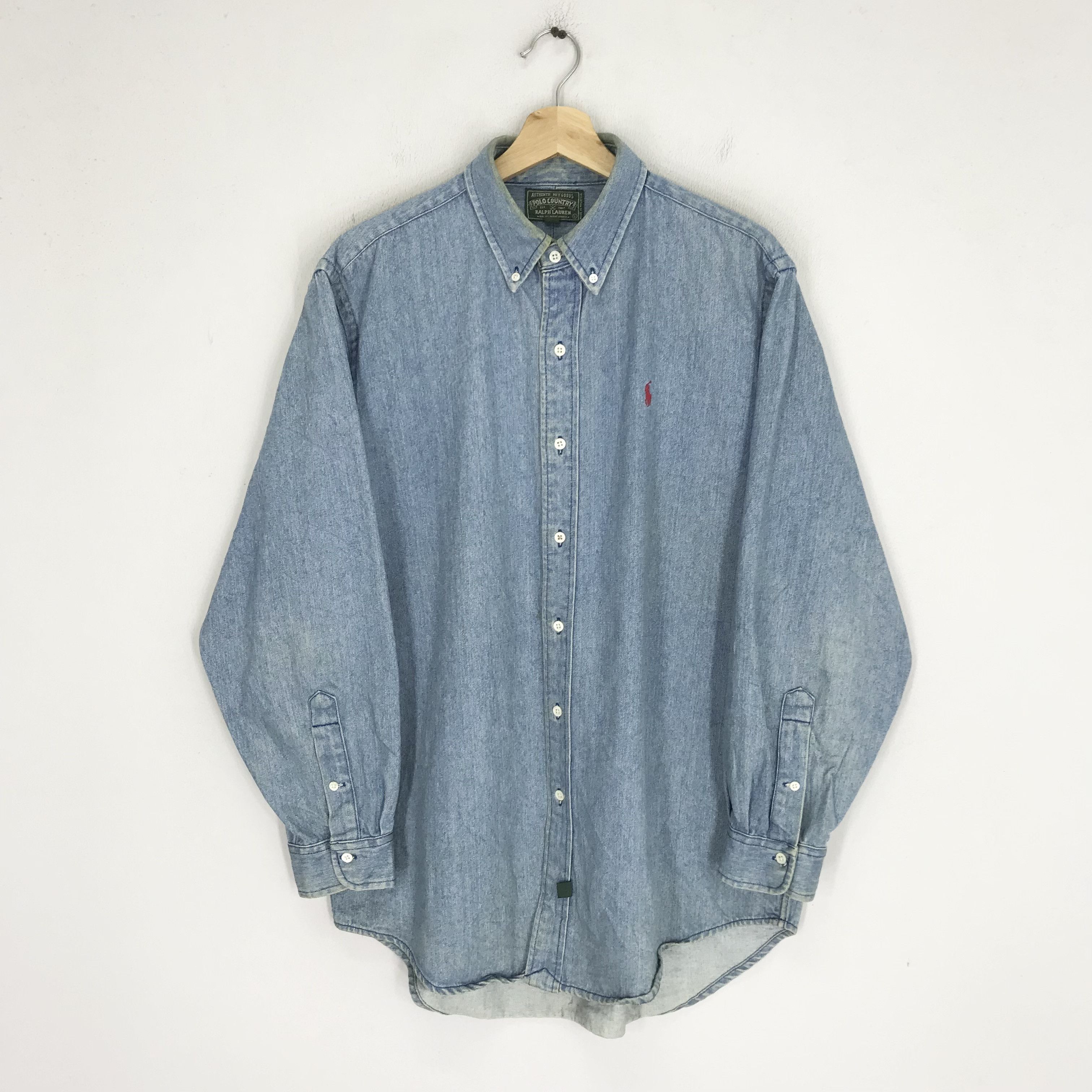 Polo Ralph Lauren Vintage 90's Polo Country Ralph Lauren Polo Pony Jeans Shirt Size US L / EU 52-54 / 3 - 1 Thumbnail