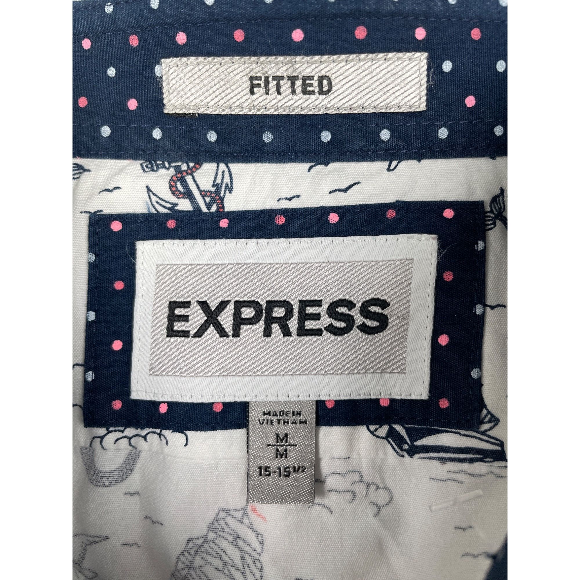 Express Express Men's White Nautical Button up Shirt Long Sleeves Si Size US M / EU 48-50 / 2 - 4 Thumbnail